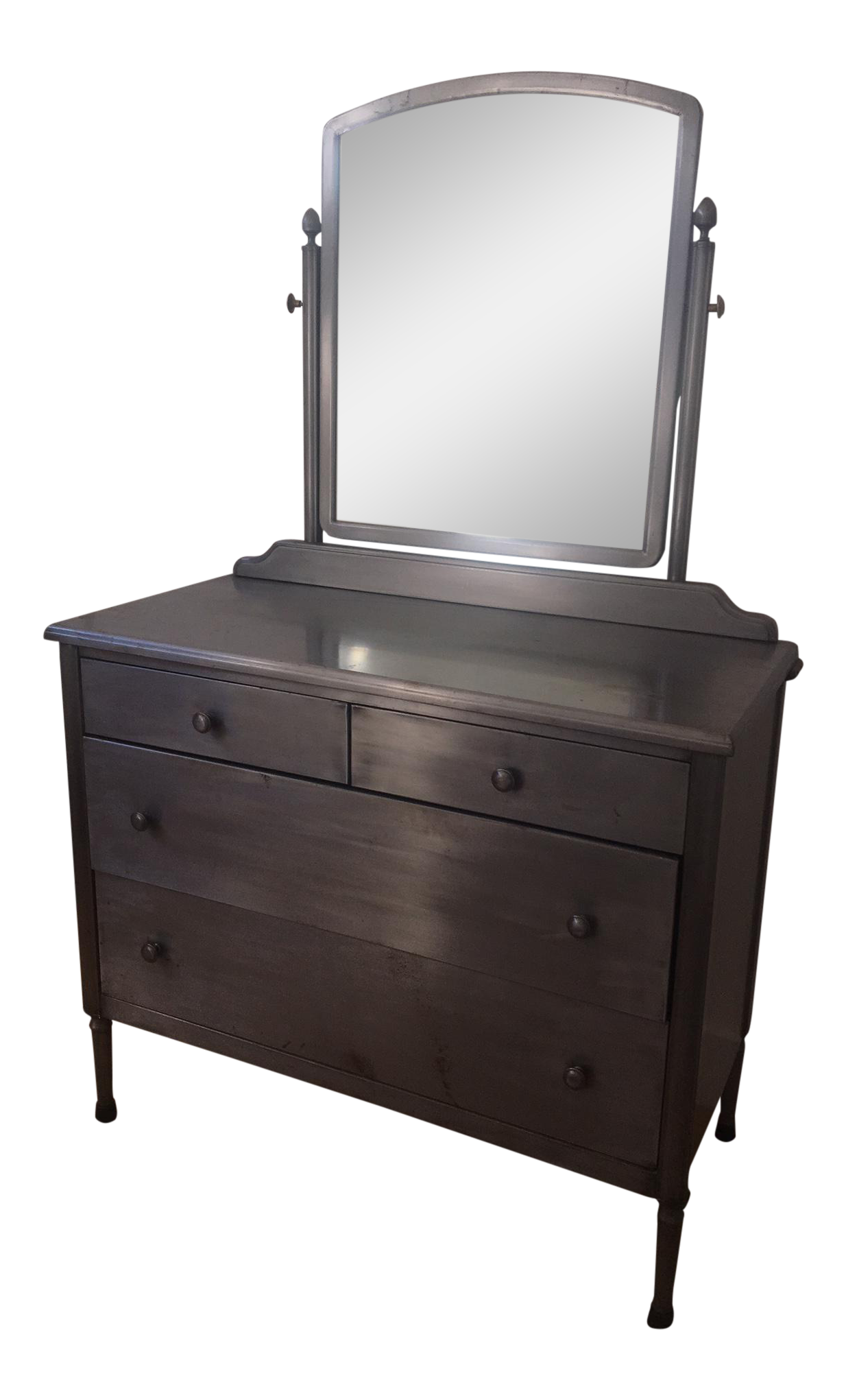 Simmons Style Distressed Industrial Metal Chest of Drawers With Mirror