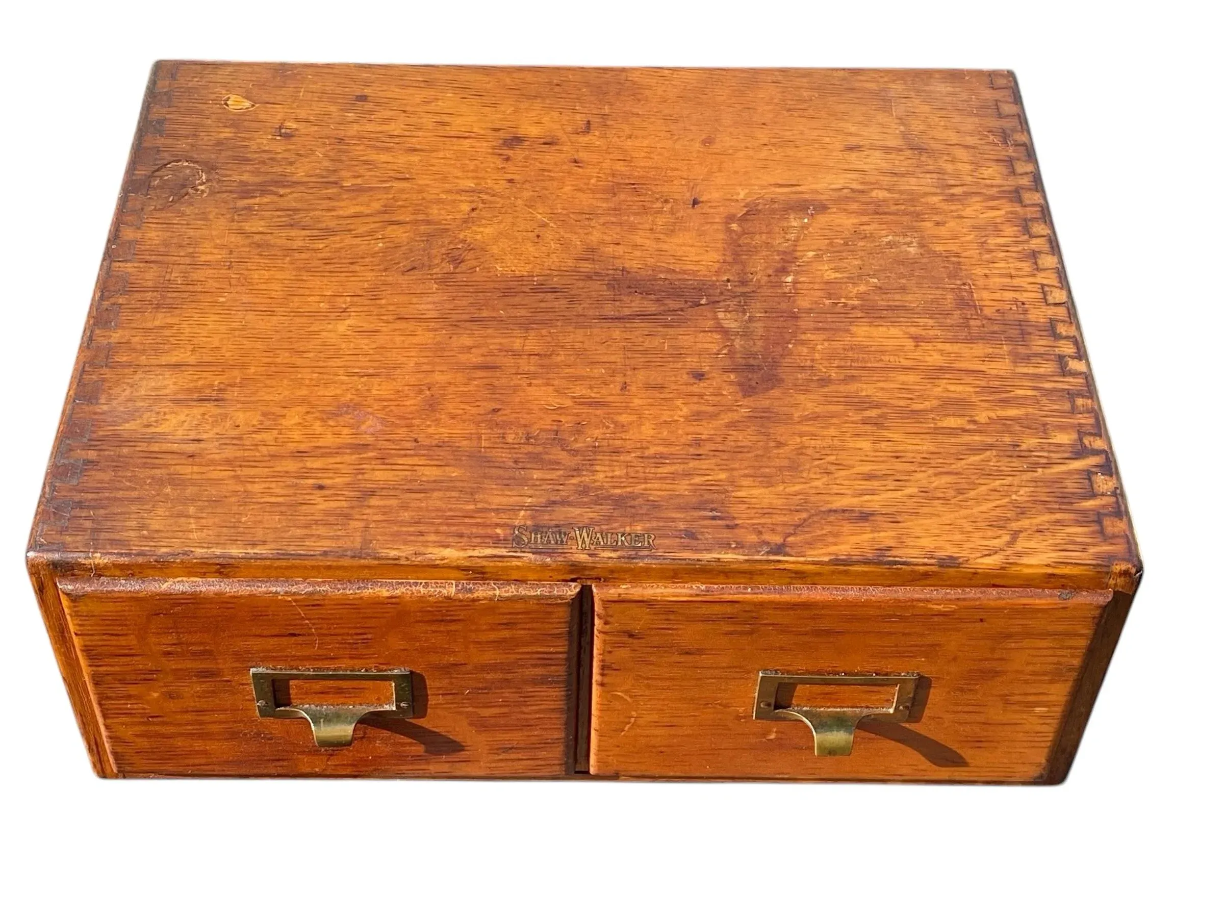 Antique Shaw Walker Two Drawer Card Catalog Oak File Cabinet