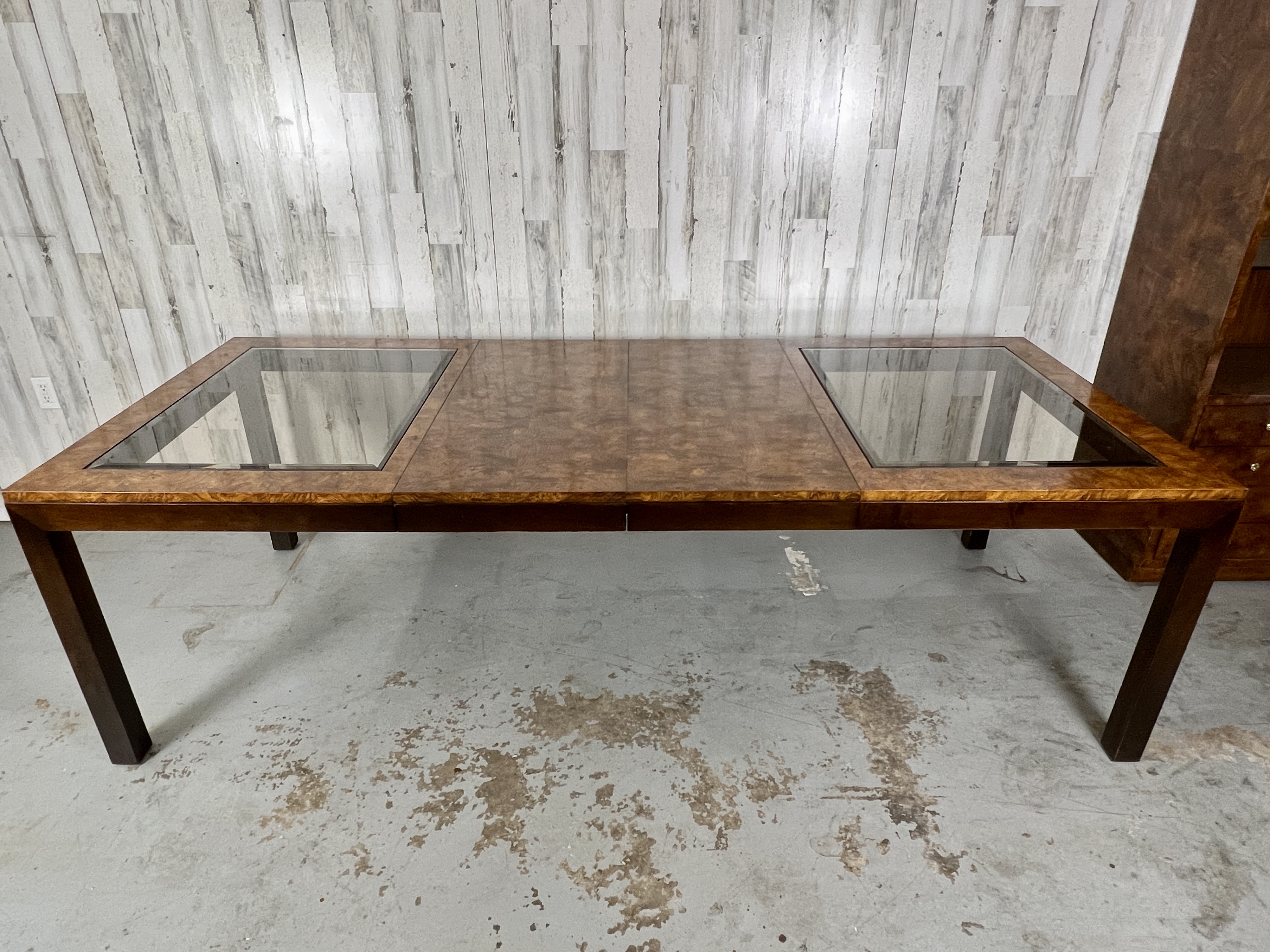 Extendable burl outlet wood dining table