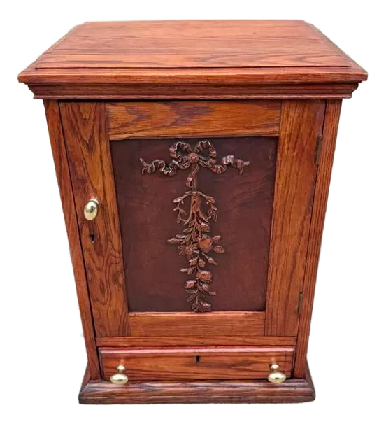 Antique Victorian Oak Wood Carved Chest / Antique Medicine