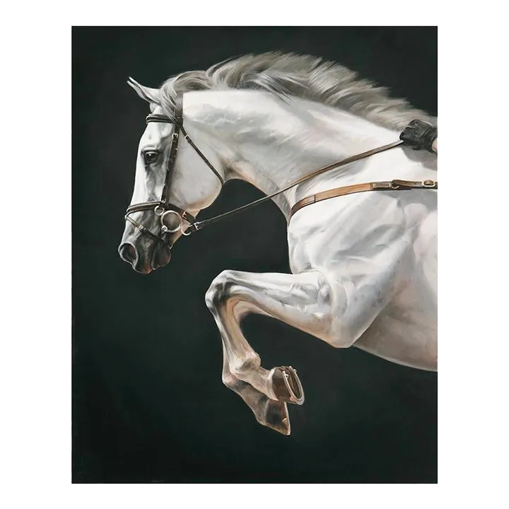Horse Painting Oil on Canvas, a Contemporary White Horse Portrait ...