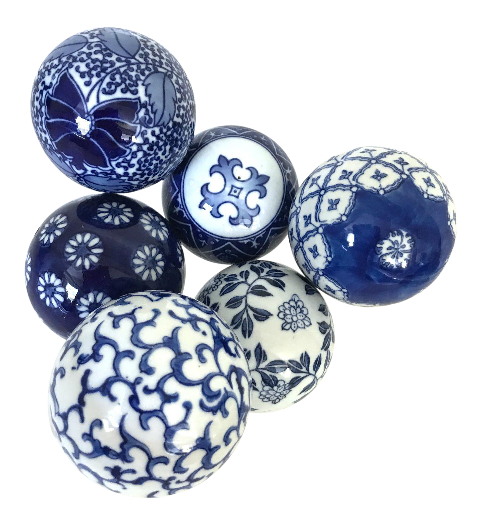 Vintage Blue & White Porcelain Balls Set of 6 Chairish
