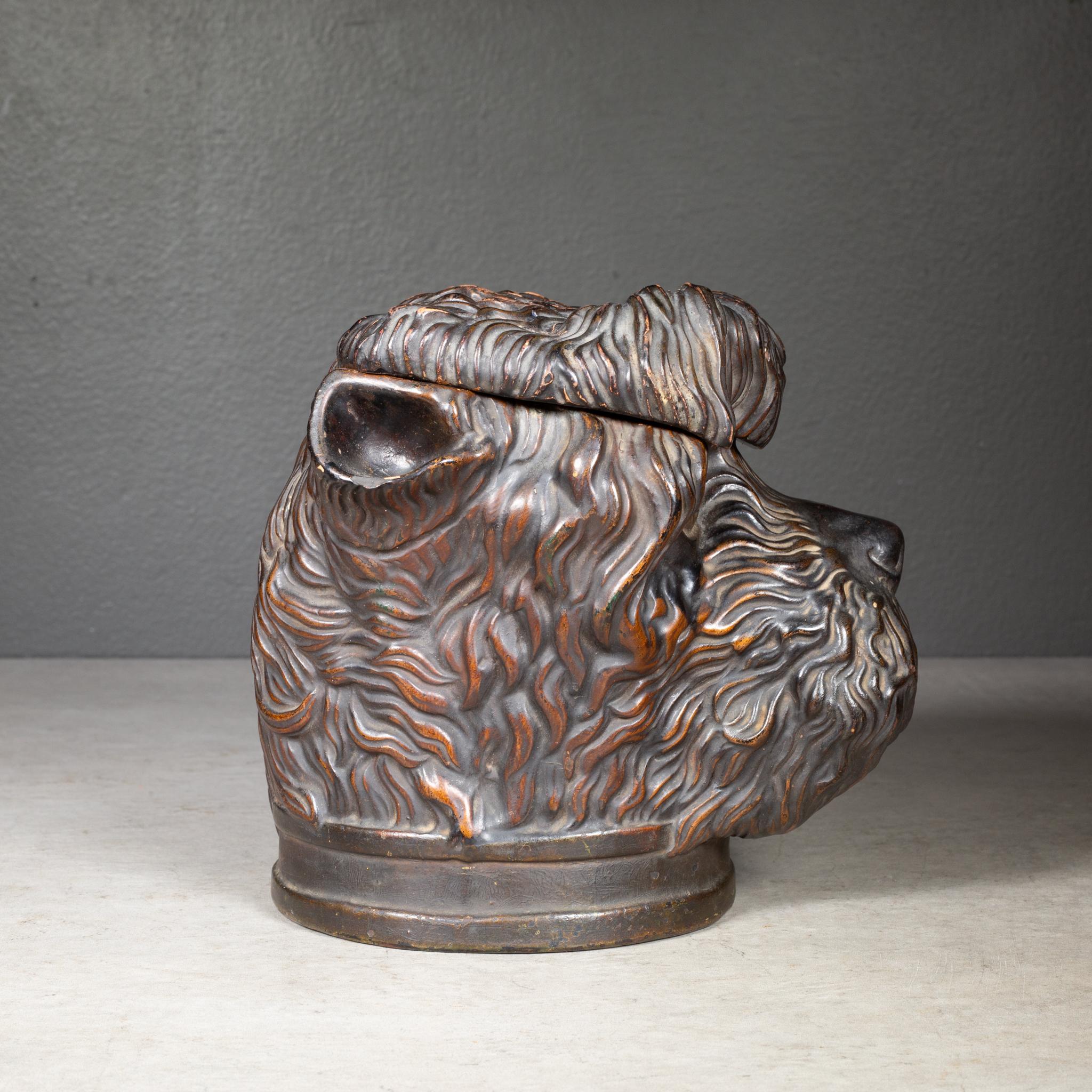 bernard bloch tobacco jar Late 19th C. Bernard Bloch Terracotta Dog Head Tobacco Jar c.1890