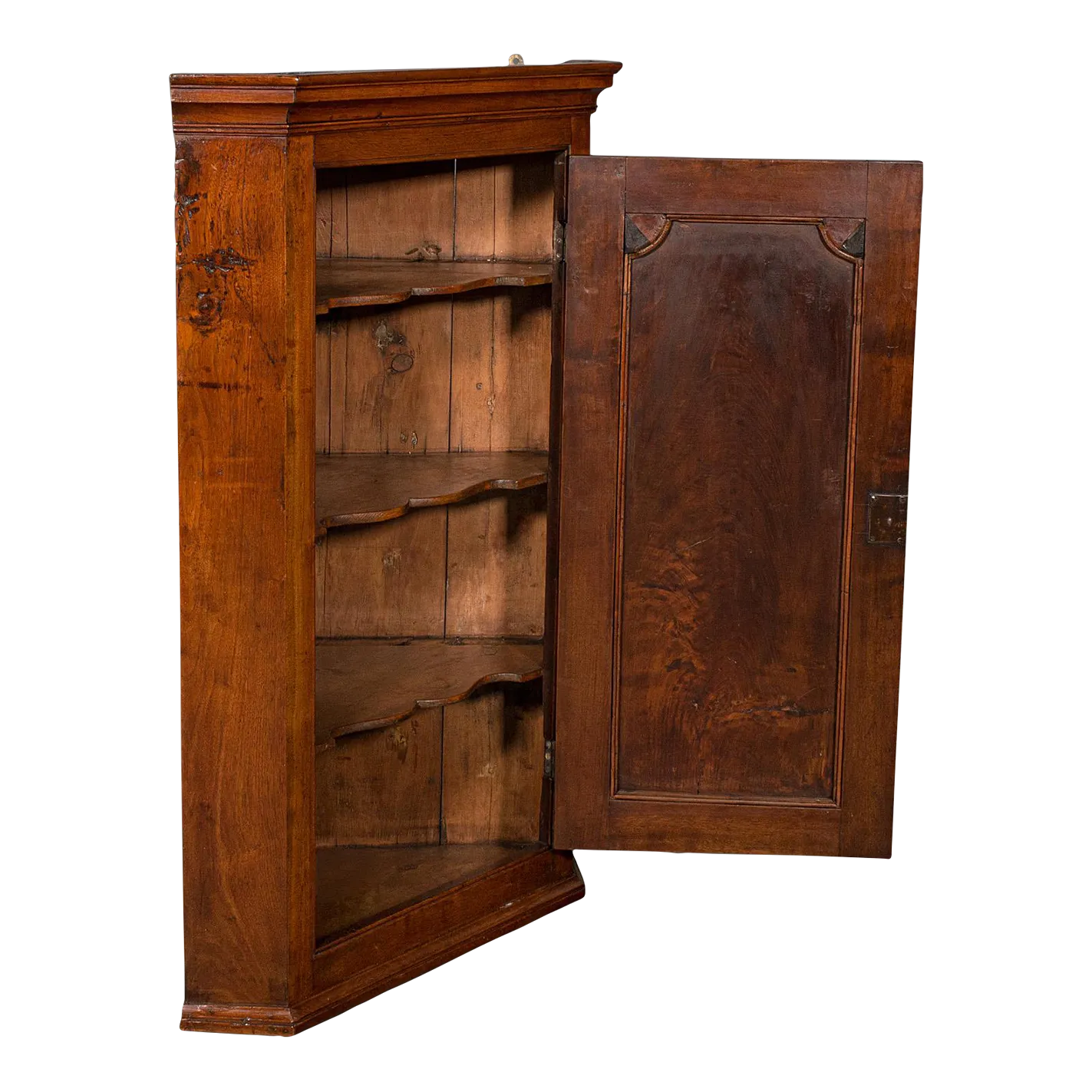 1780s Antique Corner English, Wall Cupboard, Floor