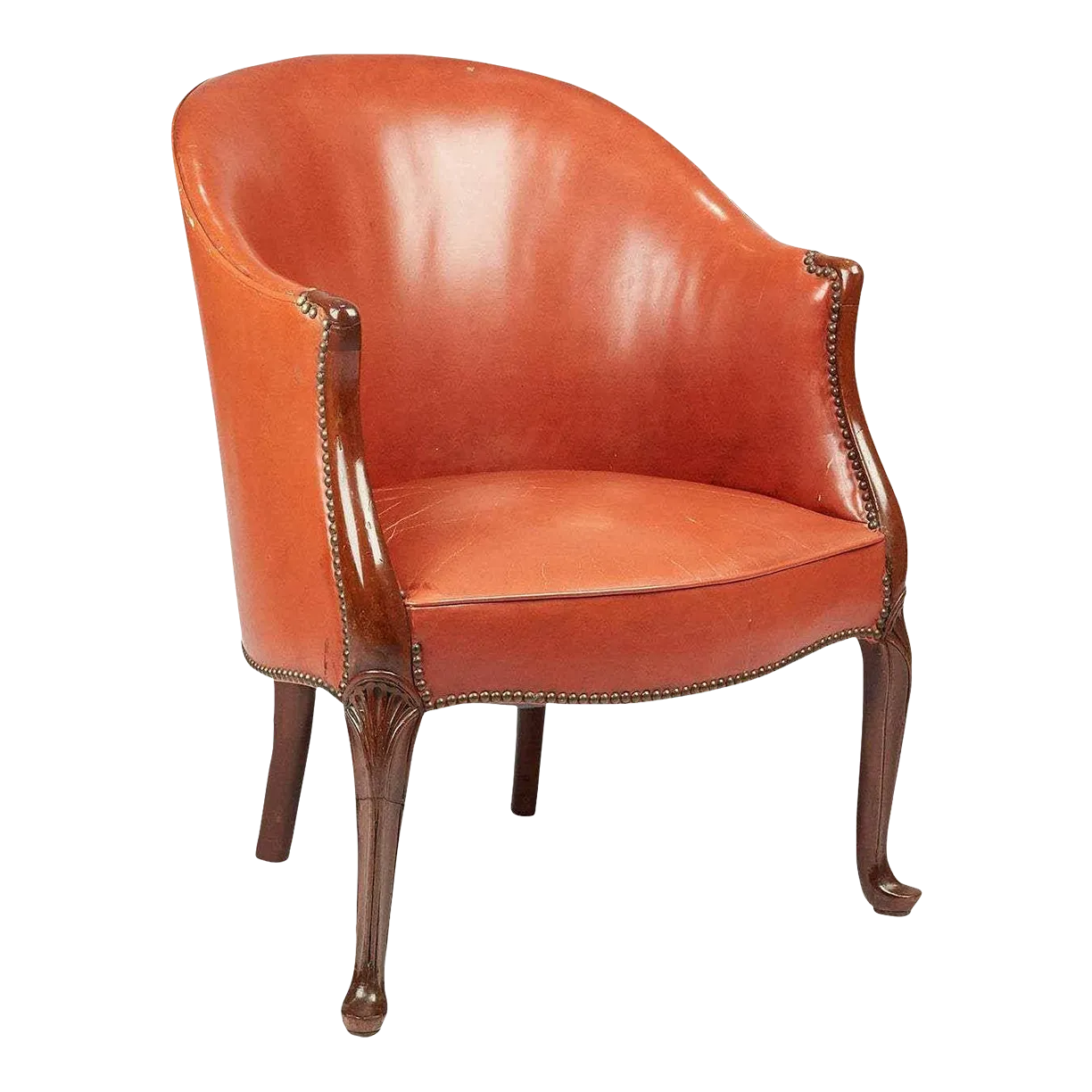 Vintage III Style Mahogany and Leather Desk Chair, England