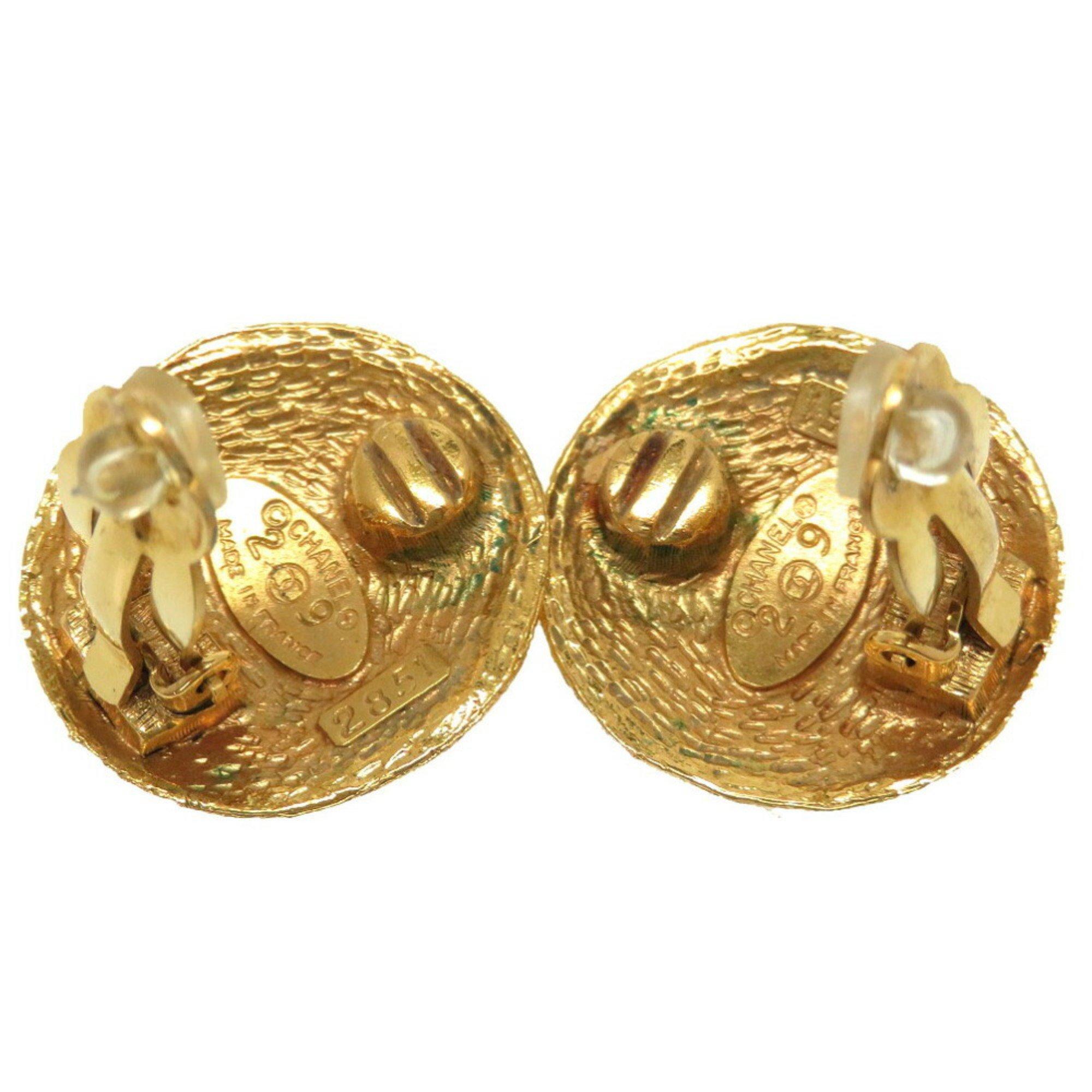 Chanel Vintage Coco Mark Gold Earrings Accessories - 2 Pieces