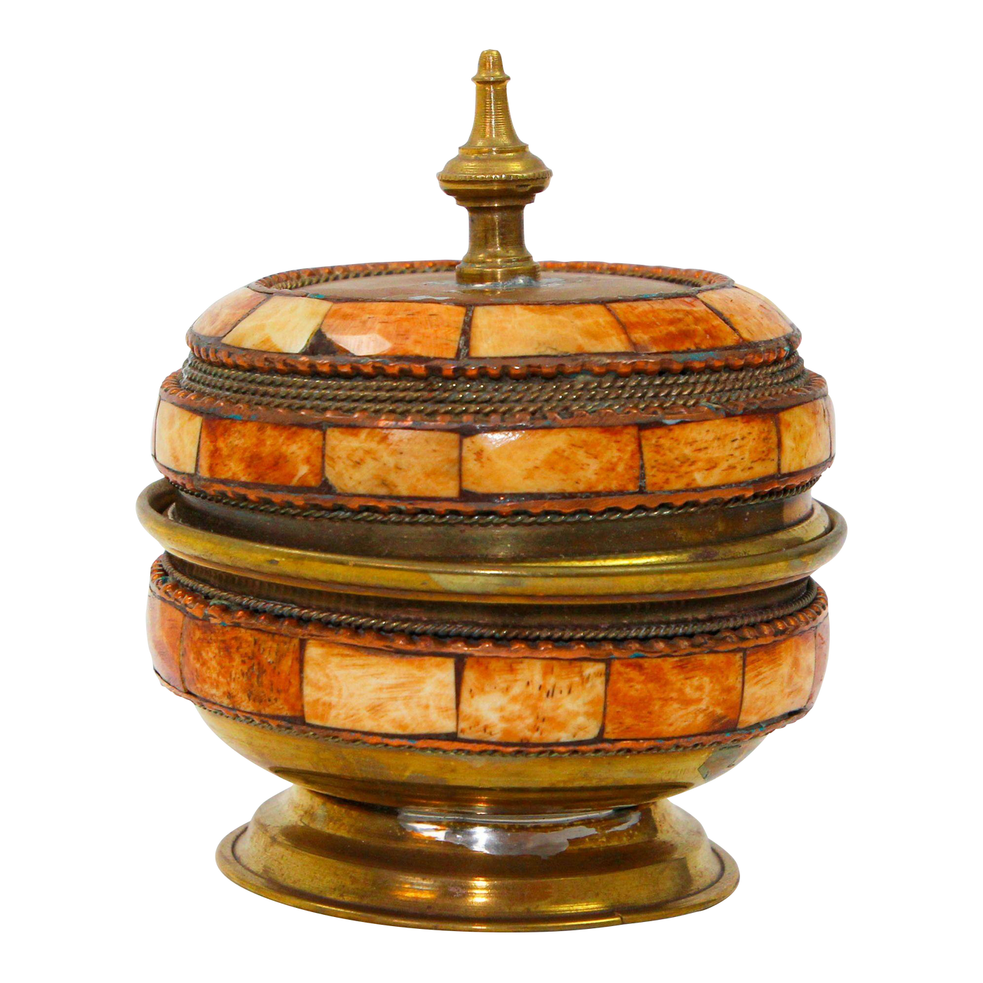 Moroccan Brass and Bone Overlay Box With Lid 1950s Chairish