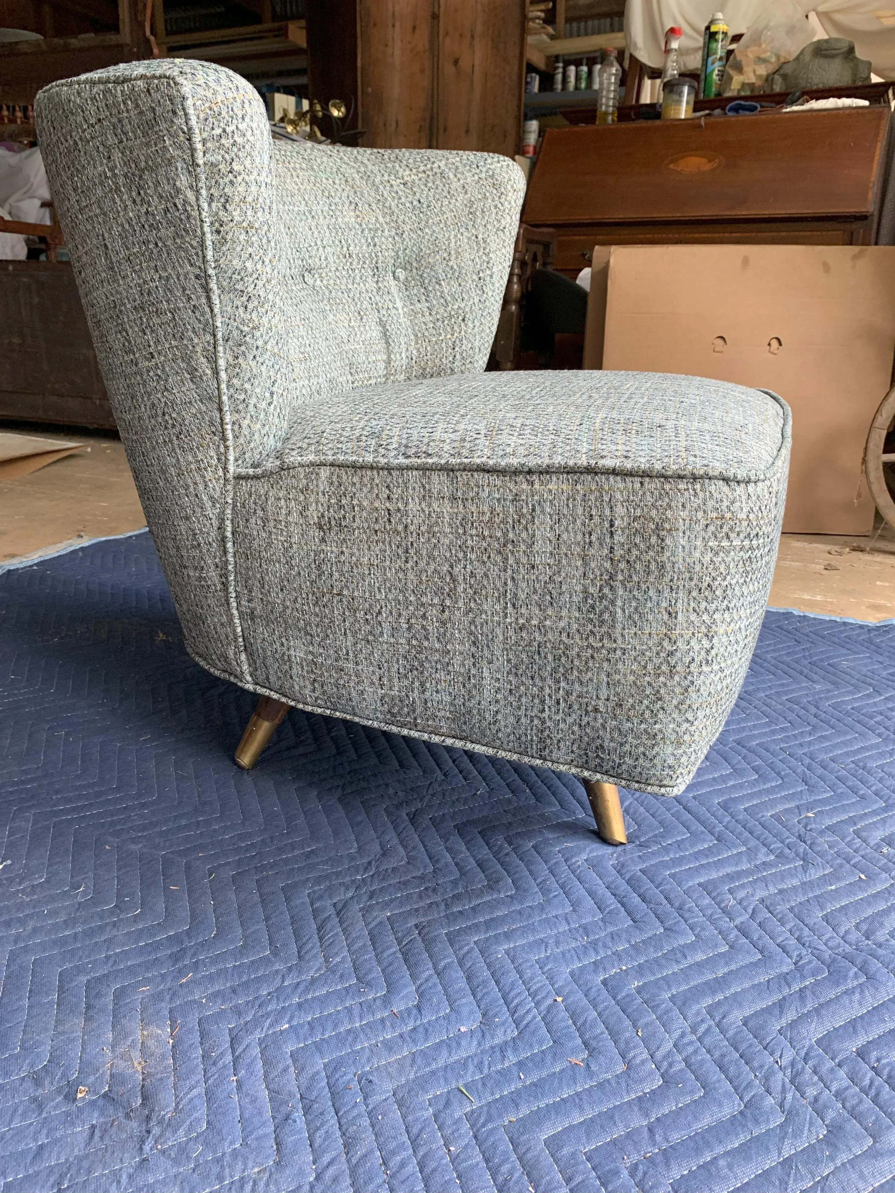 1950s Vintage Kroehler Mid Century Modern Swivel Lounge Chair