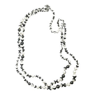 ★送料・関税込★BLACKPURPLE★HALF PEARL & CHAIN NECKLACE★ HALFRIBO PEARL NECKLACE - blackpurple | 60% - Asian Fashion