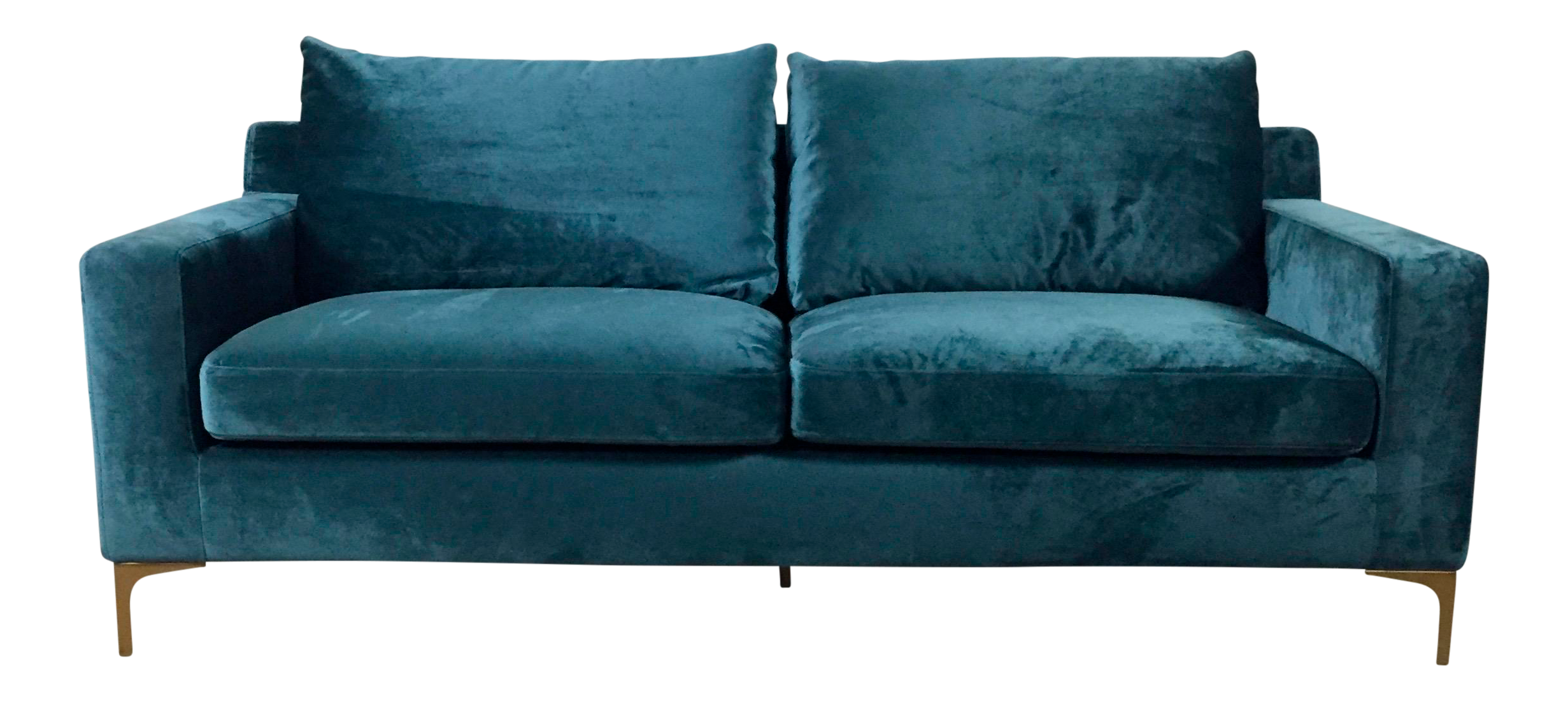 Blue Aqua Velvet Modern Sofa Chairish
