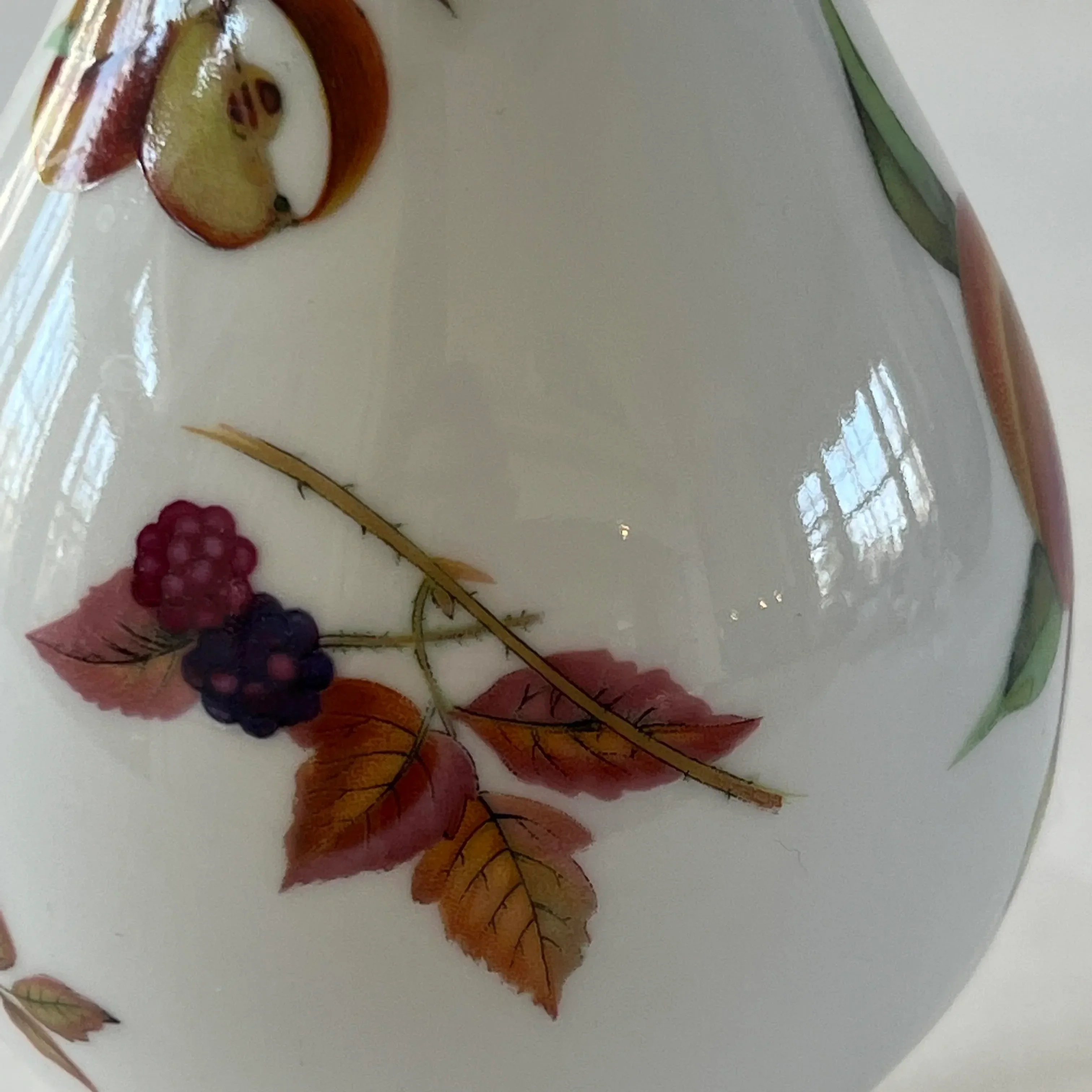 Vintage 1990s Royal Worcester Evesham Gold Chloe Vase With Fruit Sprays