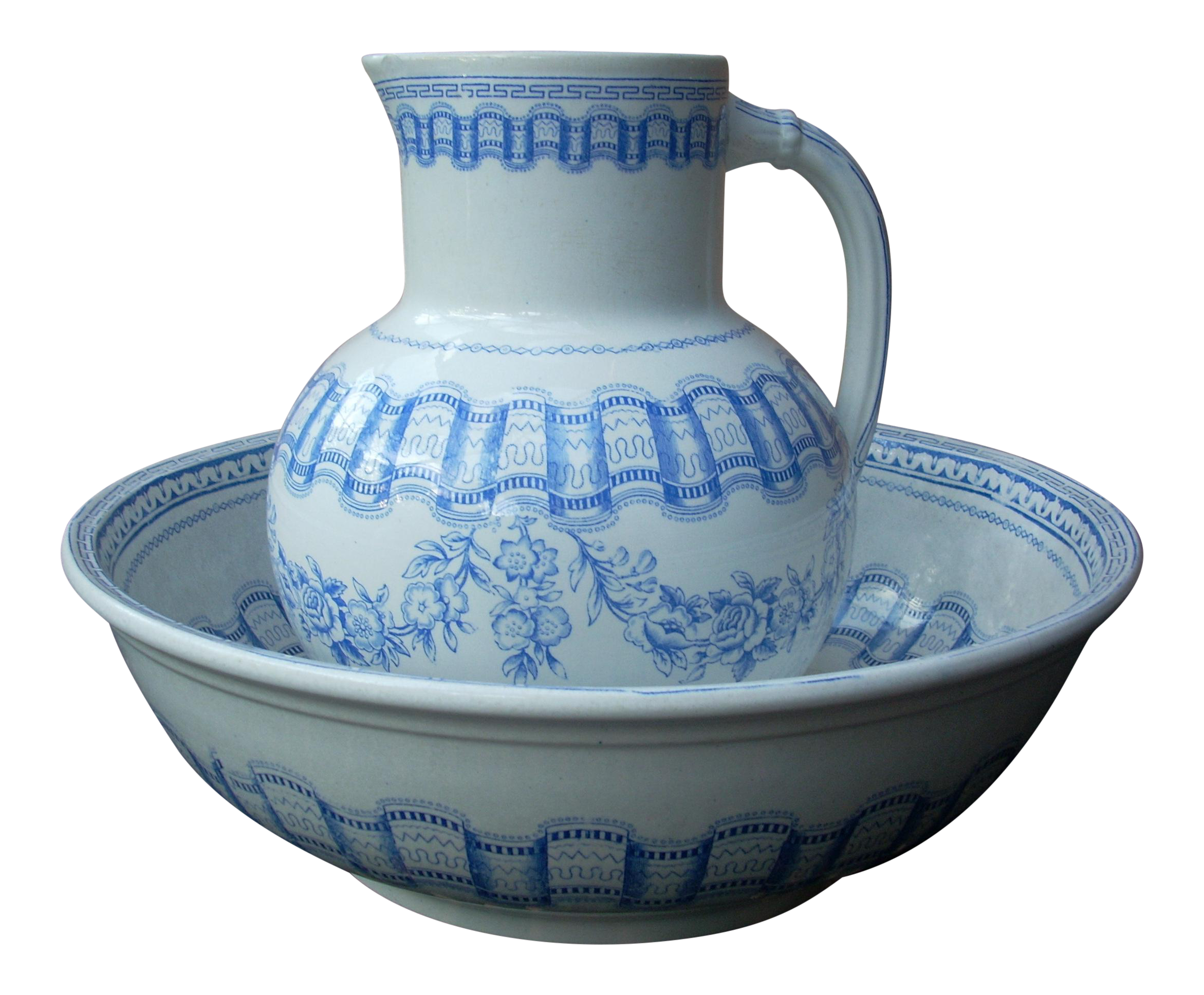 Blue & White Wash Bowl Set Chairish