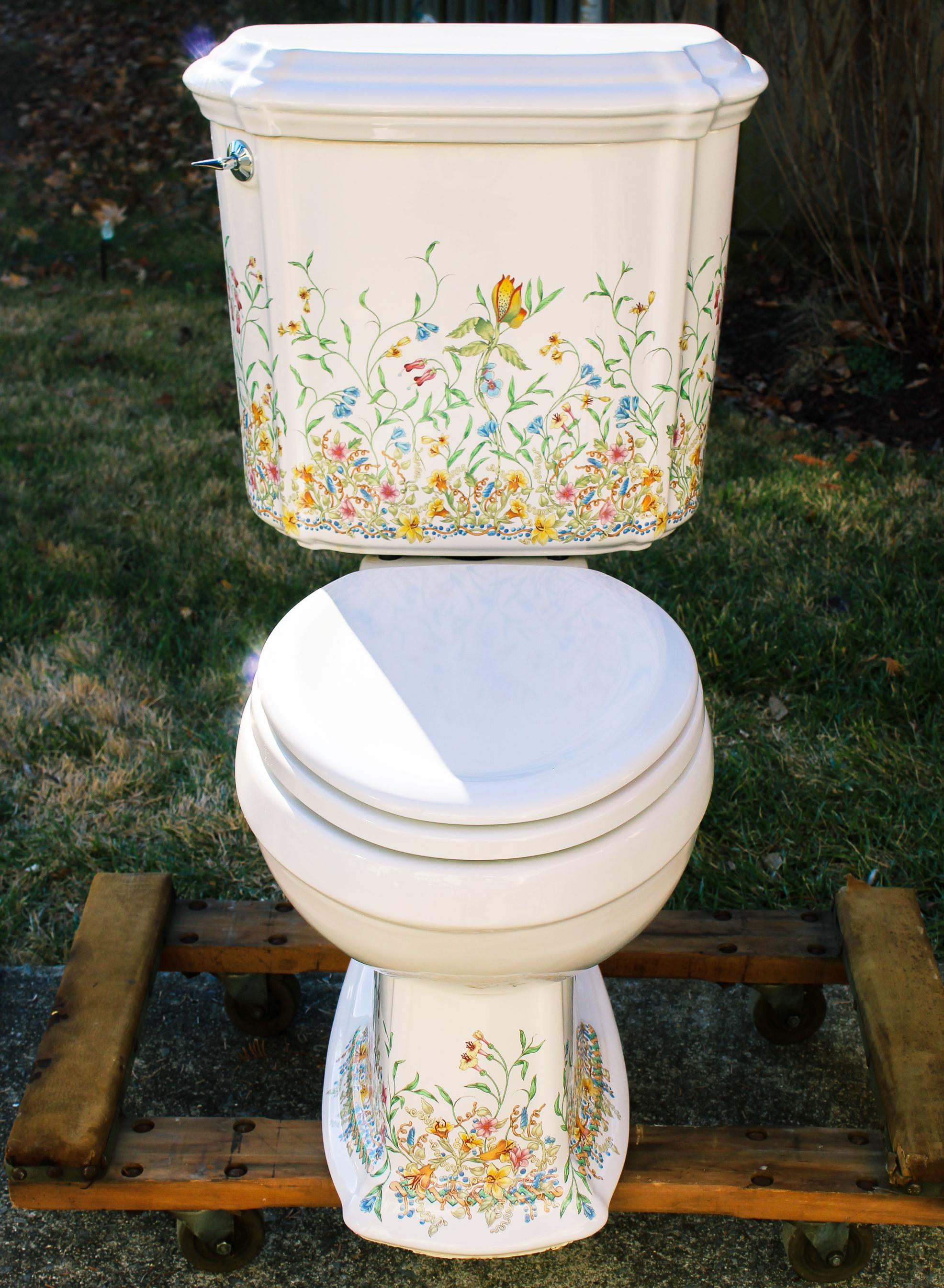 Early 21st Century Kohler Artist Edition English Trellis Porcelain Pedestal  Sink \u0026 Toilet - Set of 2 | Chairish, image size:1972x2689