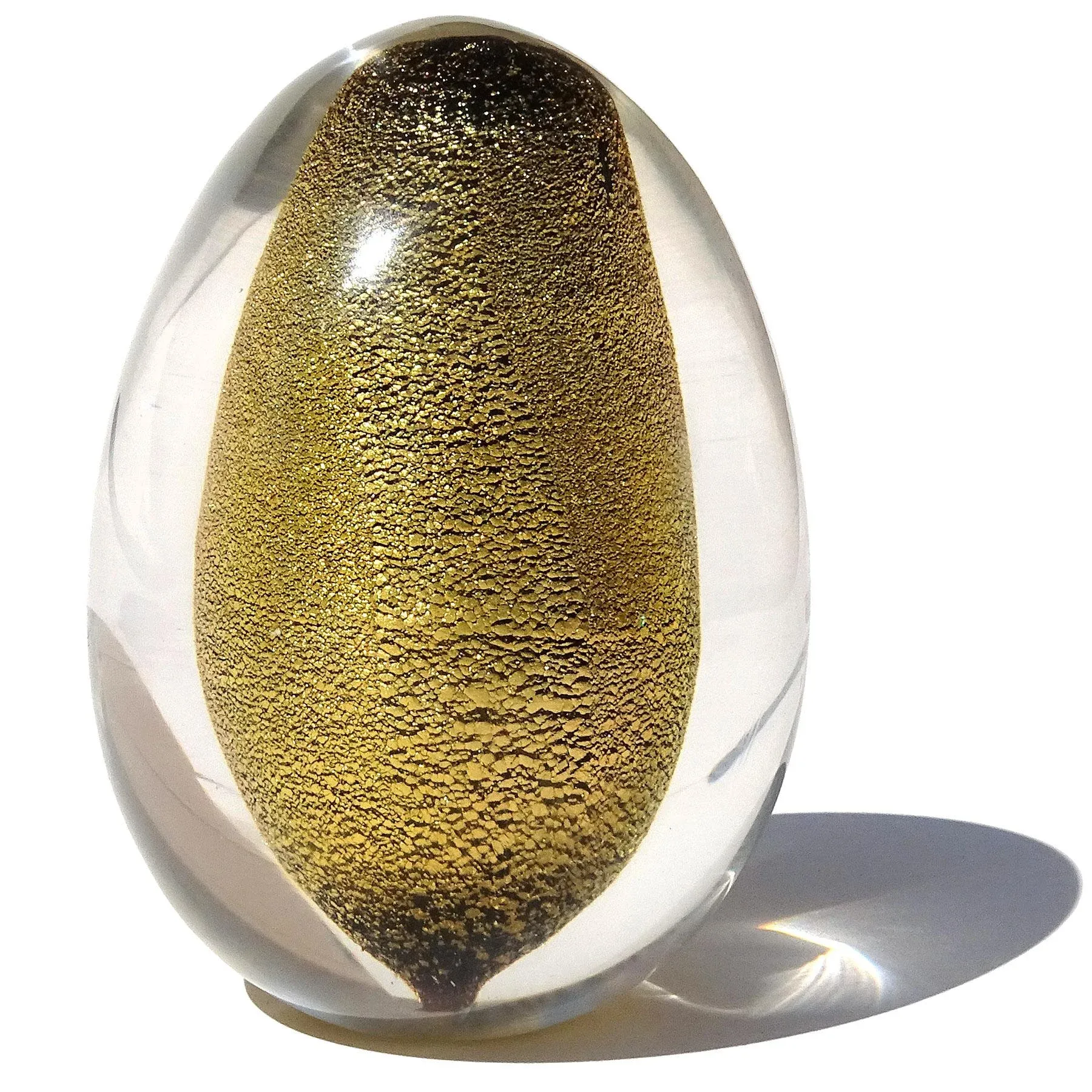 Murano Archimede Seguso Signed Sommerso Black Gold Flecks Vintage