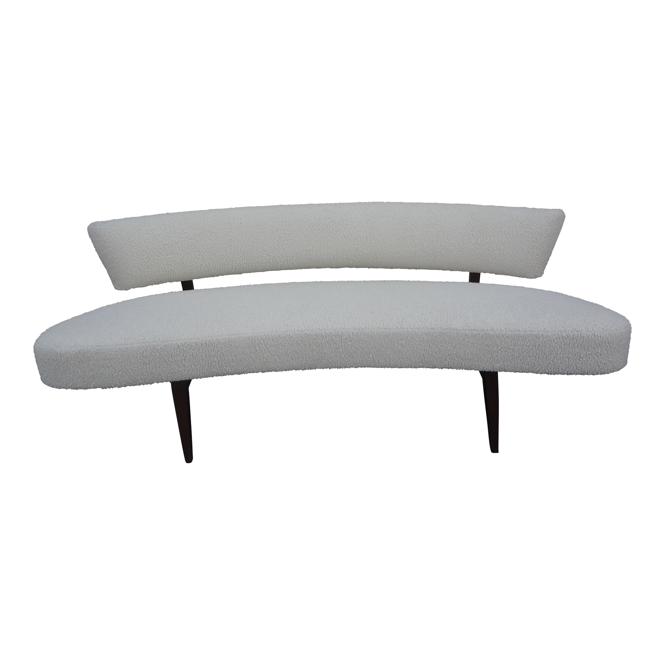 MidCentury Modern Curved Sofa Upholstered in White Bouclé Chairish