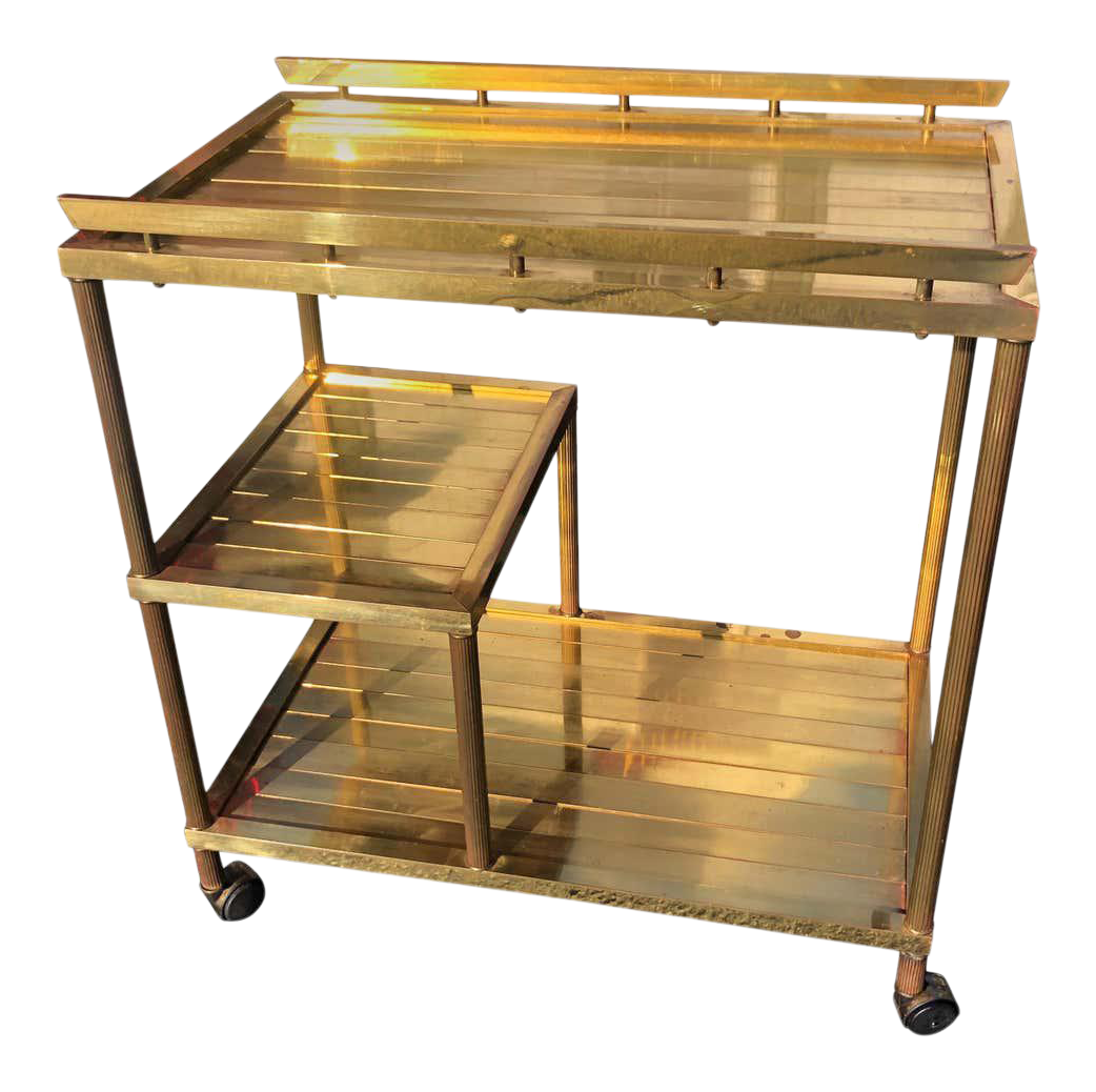 Hollywood Regency Brass Bar Cart Chairish