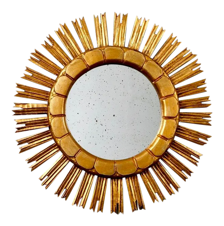 Mid Century Medium Size Giltwood Sunburst Mirror Chairish