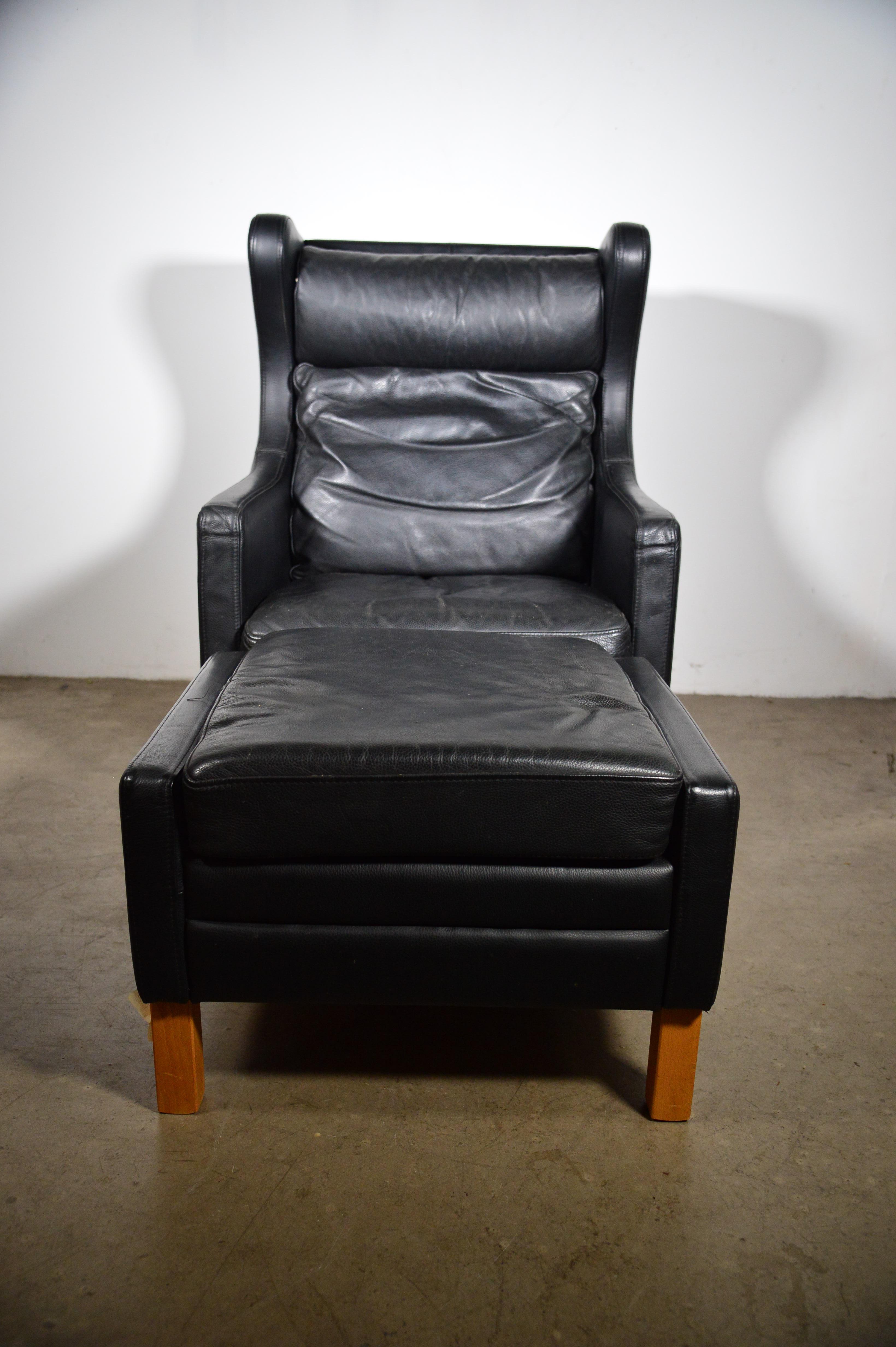 Black leather chair vintage outlet