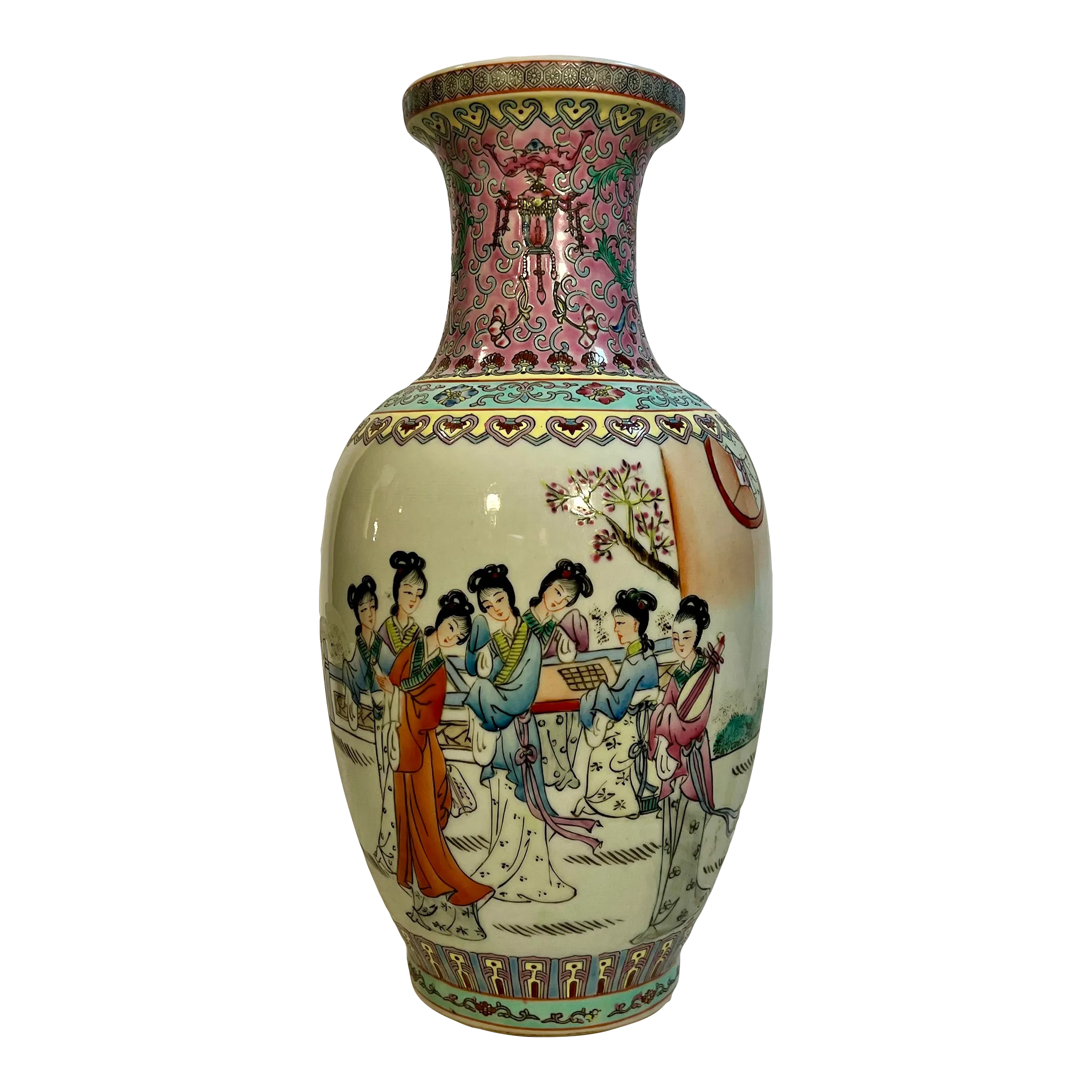 Vintage Chinese Export Famille Rose Porcelain Vase | Chairish