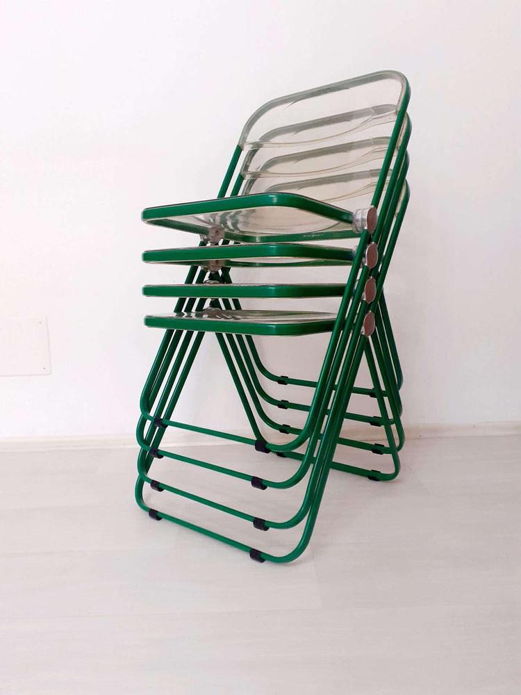 Green Plia Folding Chairs by Giancarlo Piretti Anonima Castelli
