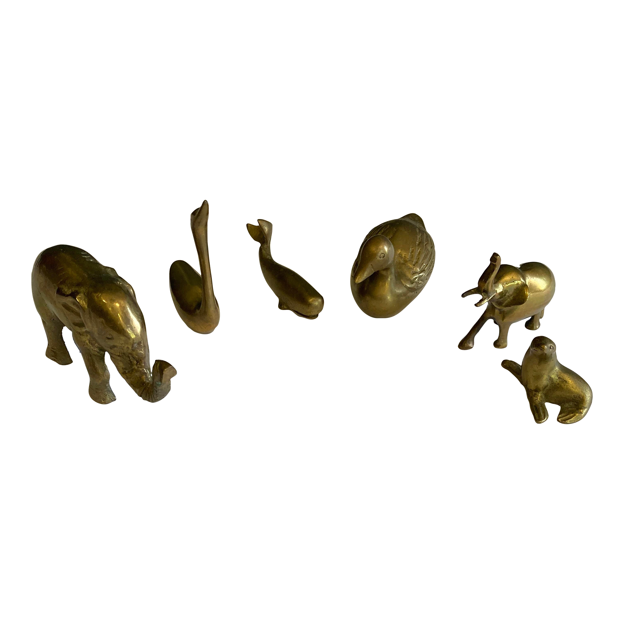 Vintage Brass Animal Figurines Set of 6 Chairish