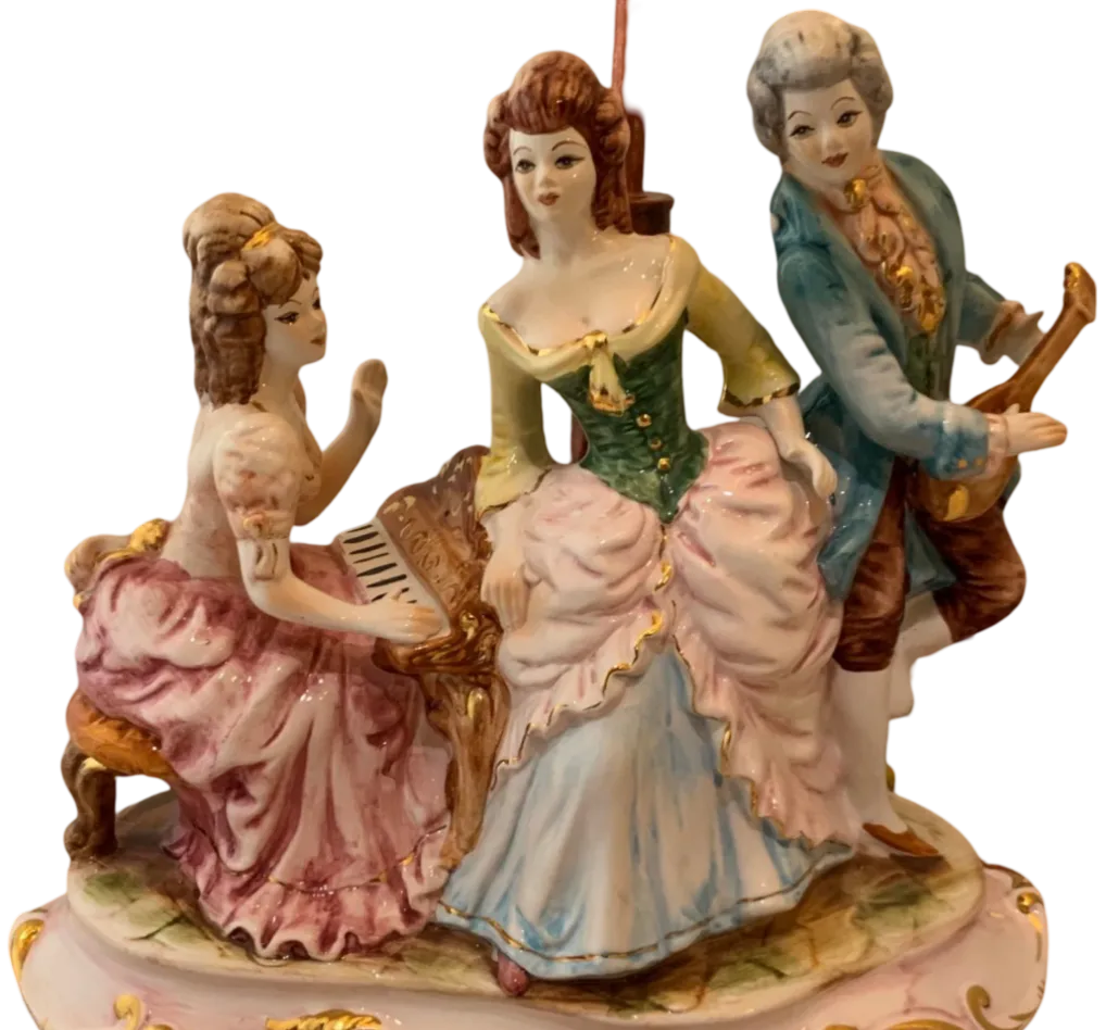 Mid-Century Capodimonte Porcelain Table Lamp - Musical Trio | Chairish