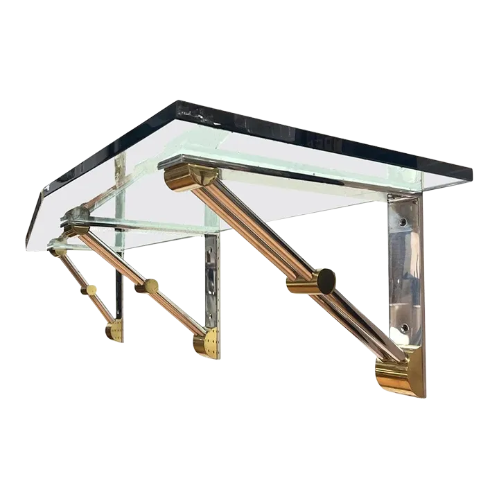 1980s Brass and Stainless Steel Wall Shelf Chairish