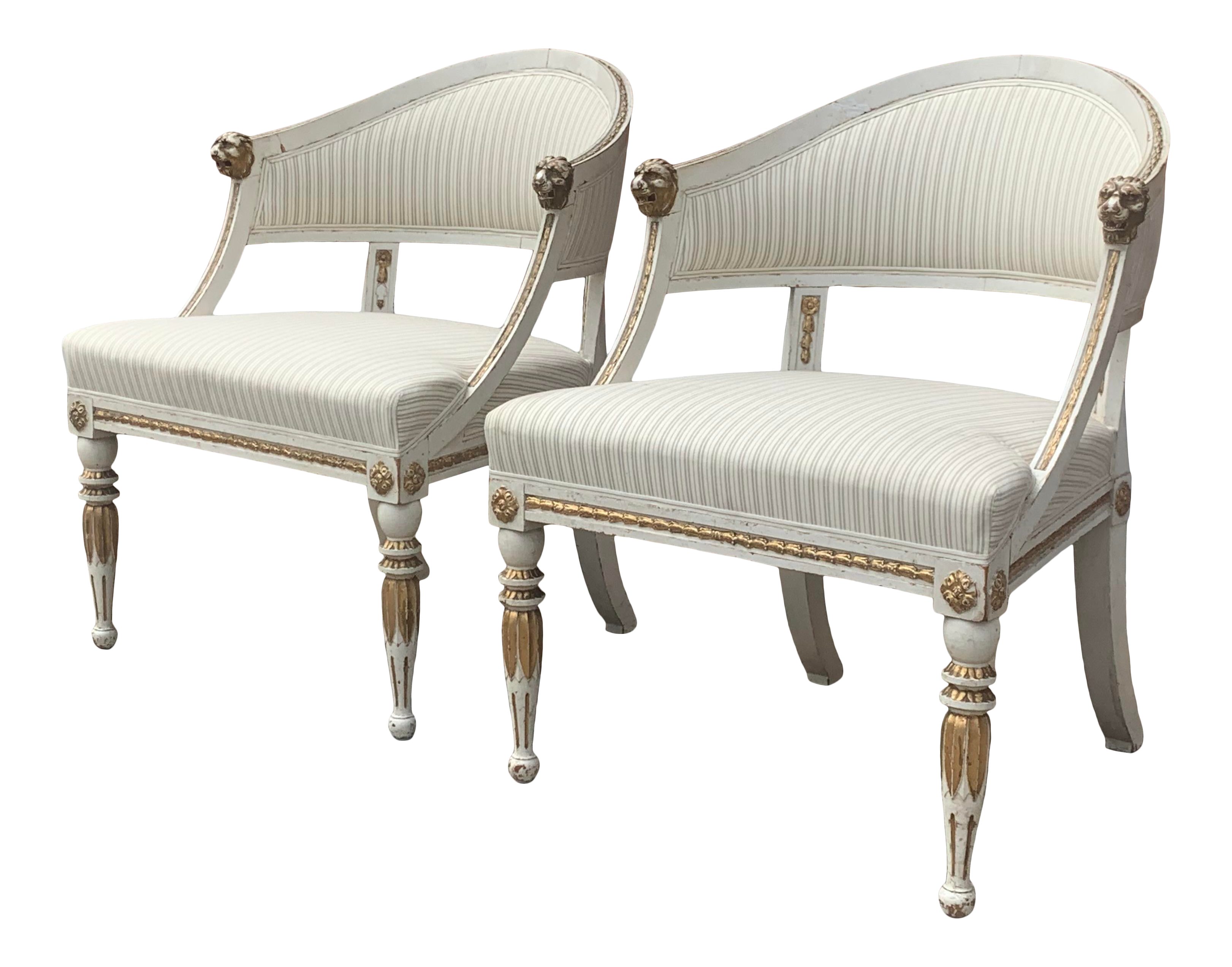 Swedish Gustavian Neoclassical Tub Chairs by Ephraim Stahl a Pair