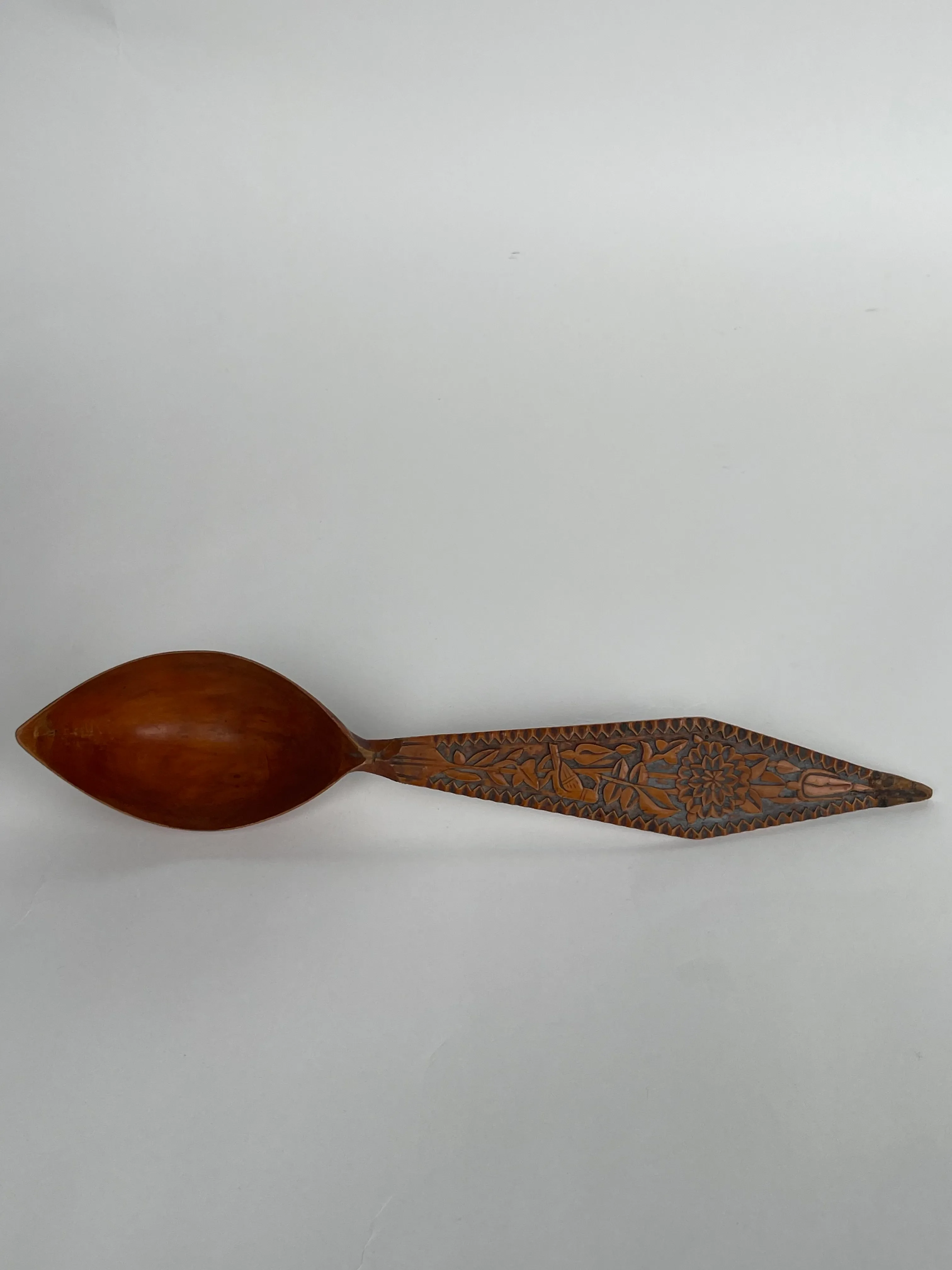 A Persian Qajar Hand Carved Wooden Sherbet Spoon. Iran, Circa 1880