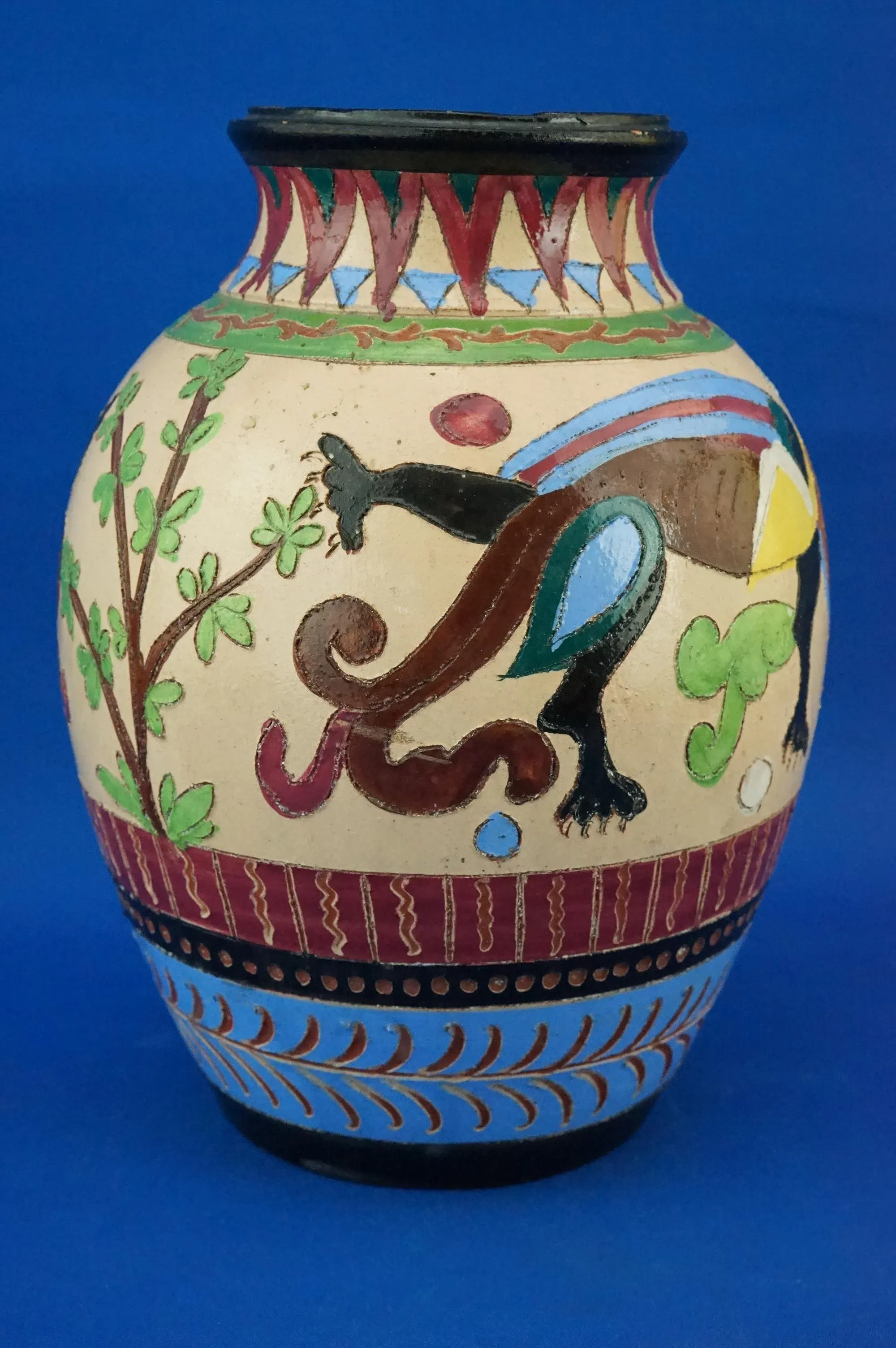Vintage Ceramic Vase with Dragons from Dante Milanis Factory, 1940s