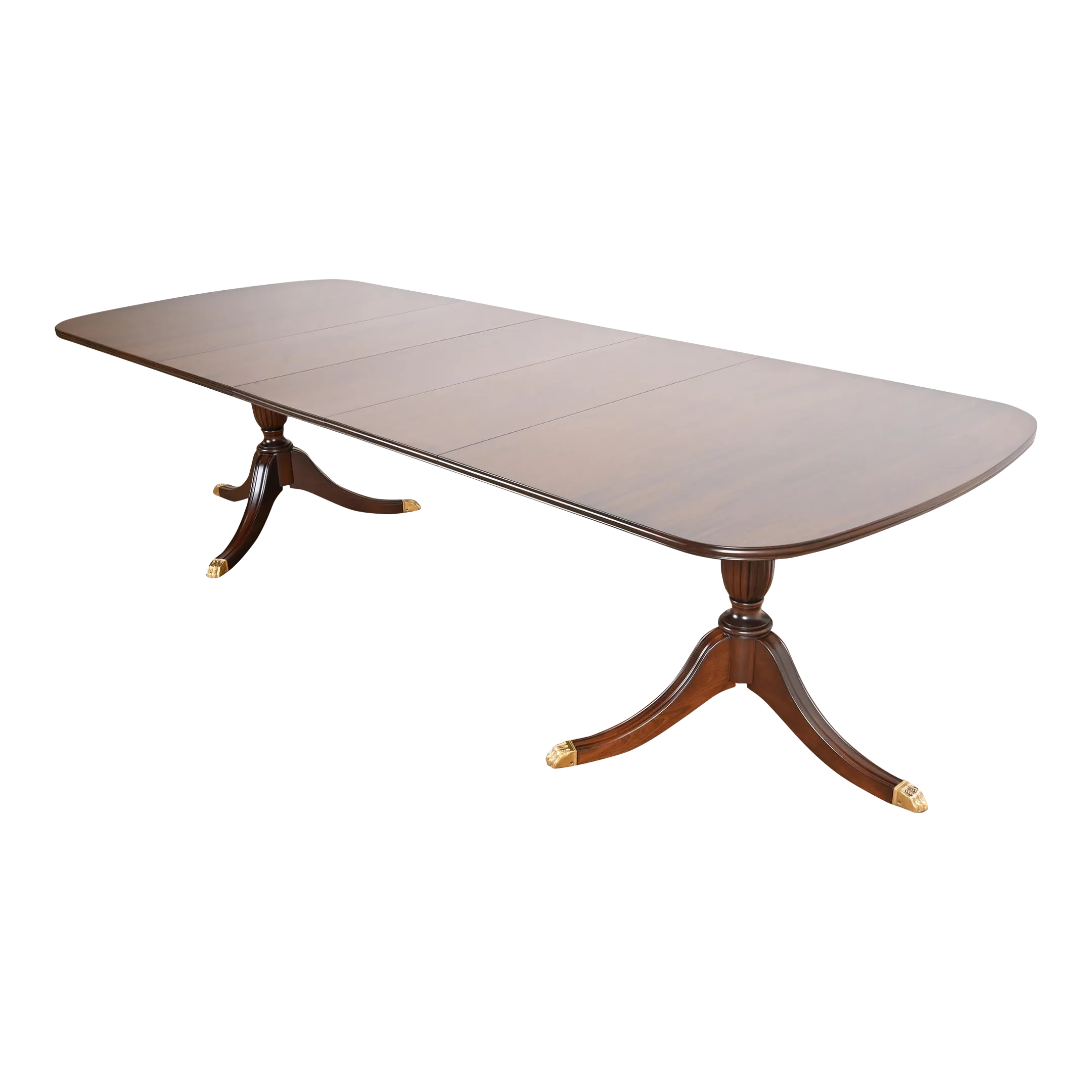 Henkel Harris Georgian Solid Mahogany Double Pedestal Extension Dining Table, Newly Refinished
