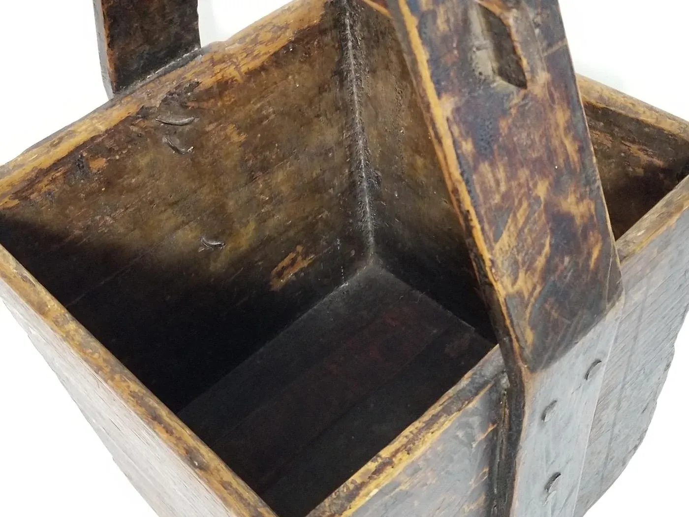 19th Century Antique Chinese Elm Wood Rice or Grain Bucket