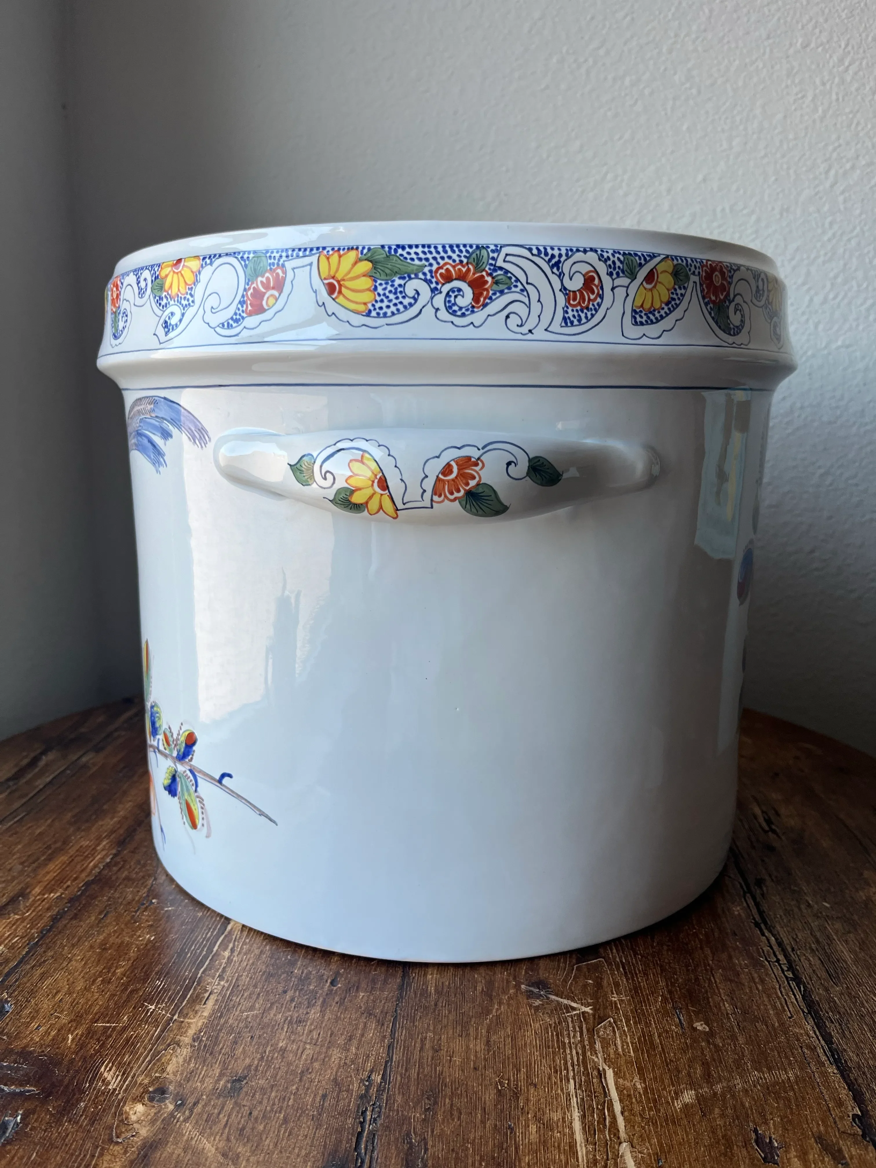 Handpainted Faience Planter Jardiniere Made in France for Tiffany