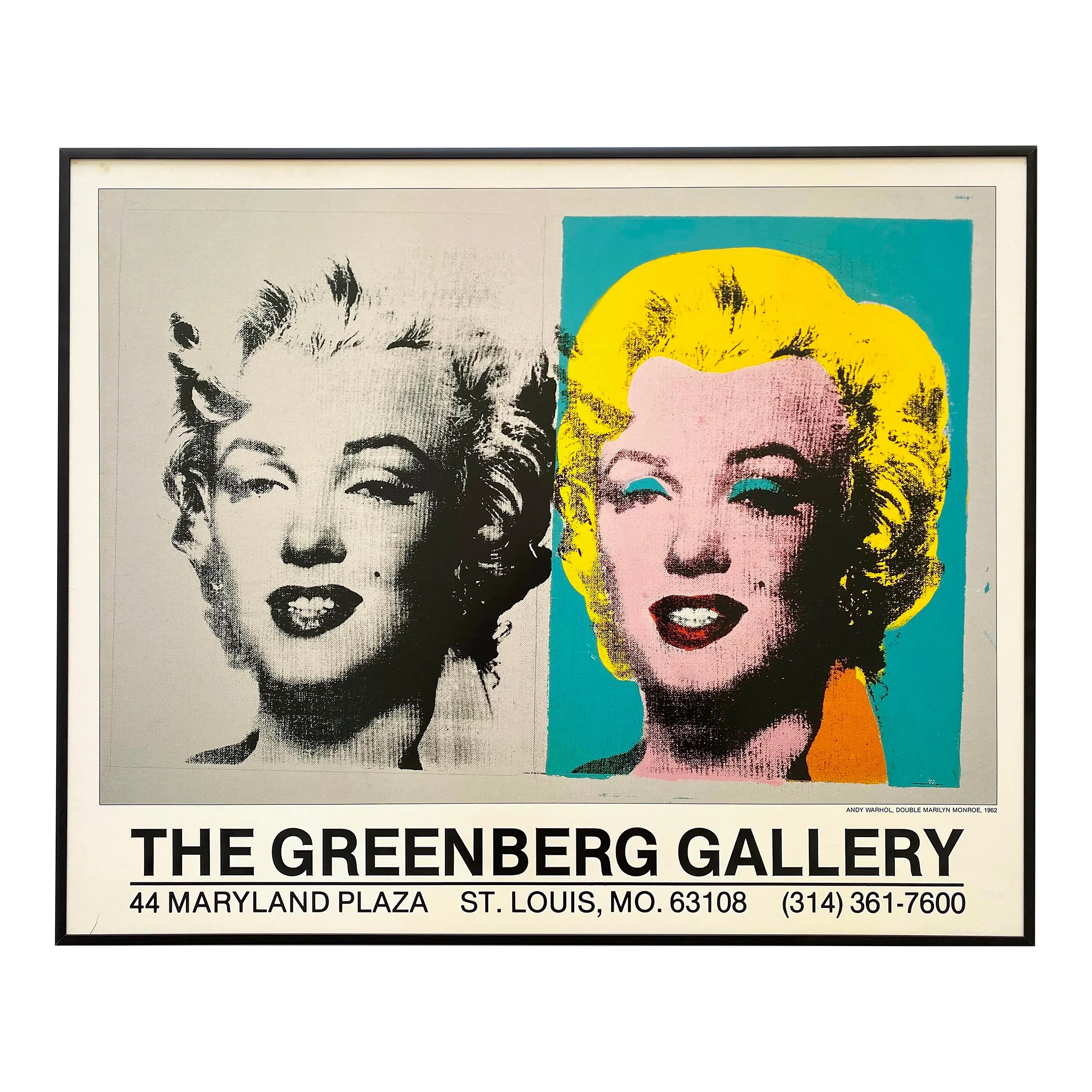 Andy Warhol Vintage 1978 Iconic Pop Art Lithograph Print Framed Mid Century  Modern Exhibition Poster  Double Marilyn Monroe  1962