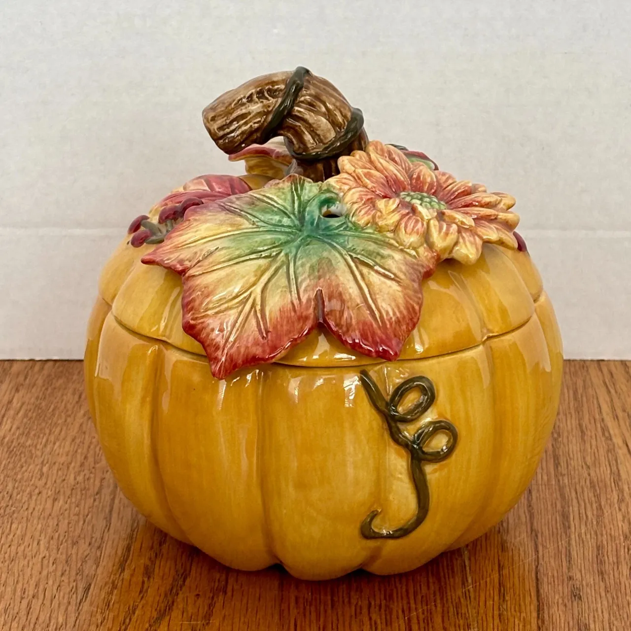 Vintage Fitz and Floyd Harvest Heritage Pumpkin Lidded Box Candy