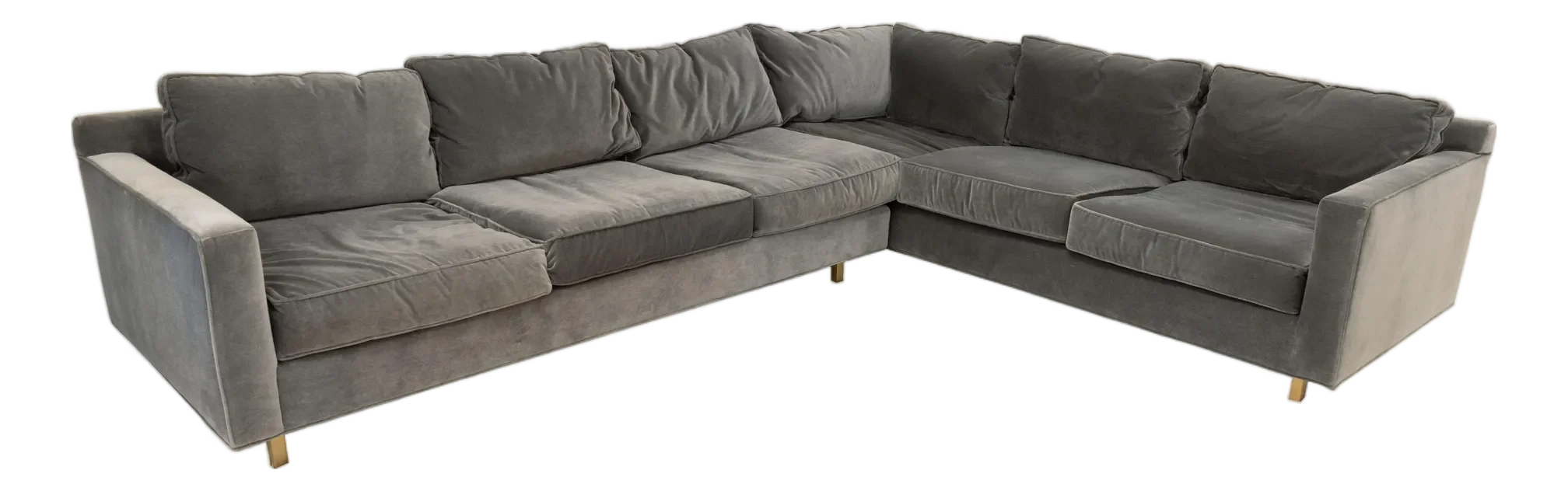 Mitchell Gold & Bob Williams Hunter Studio 2 Piece Grey Velvet Sectional
