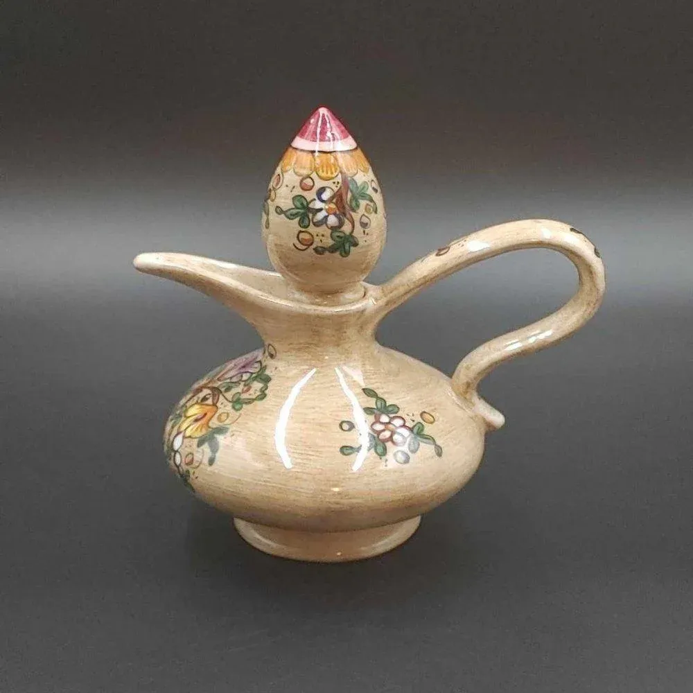 Vintage Baffoni Gubbio Italian Art Pottery PItcher Vase Floral