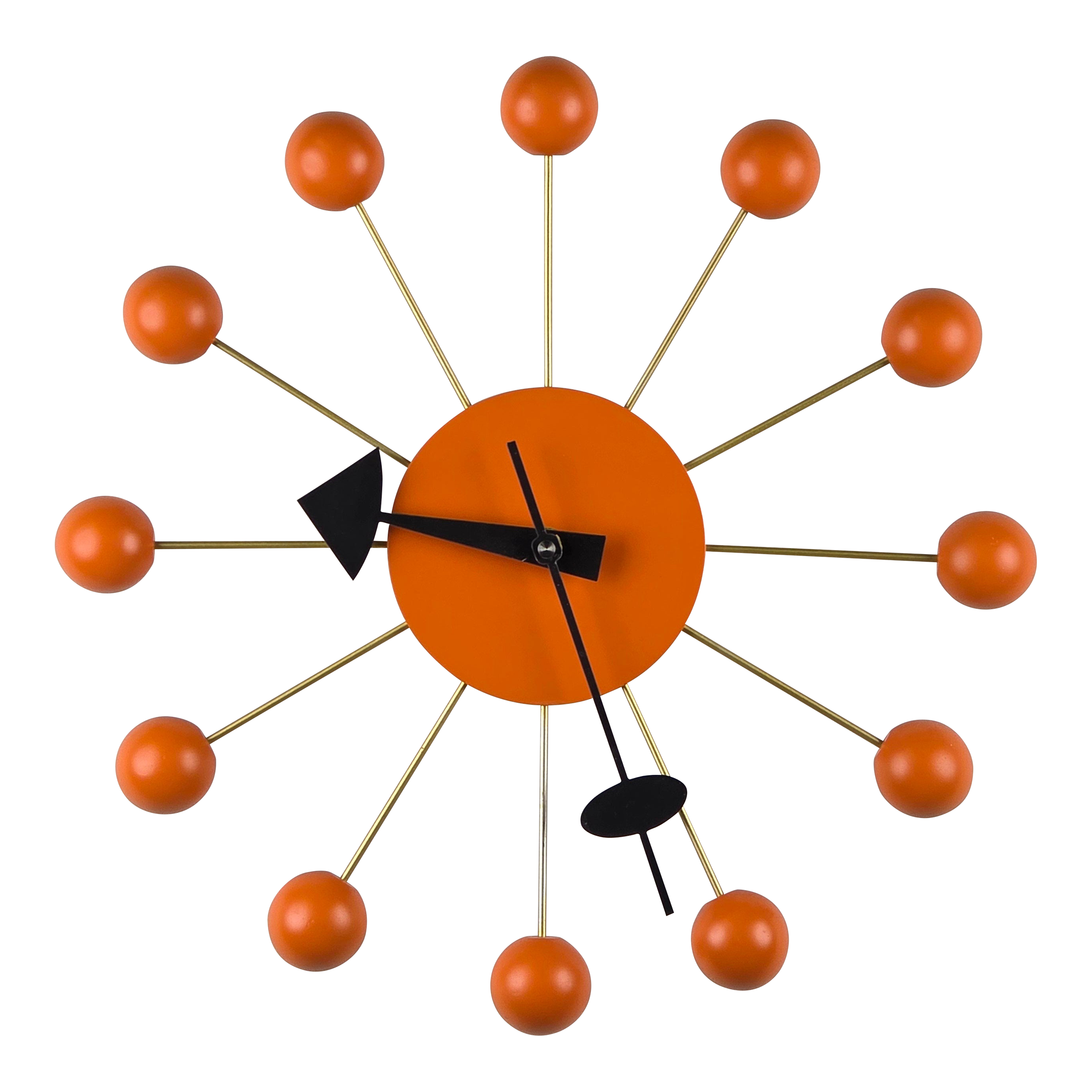 1990s George Nelson Orange Ball Wall Clock by Vitra