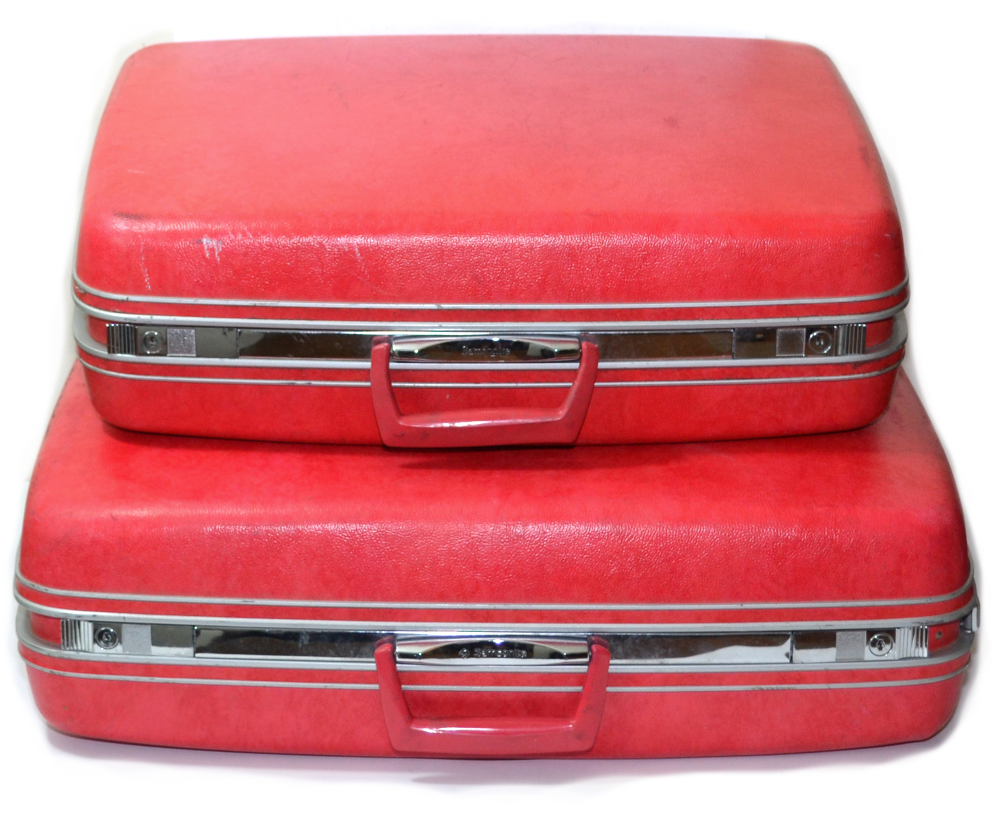 Red Samsonite Luggage - A Pair | Chairish