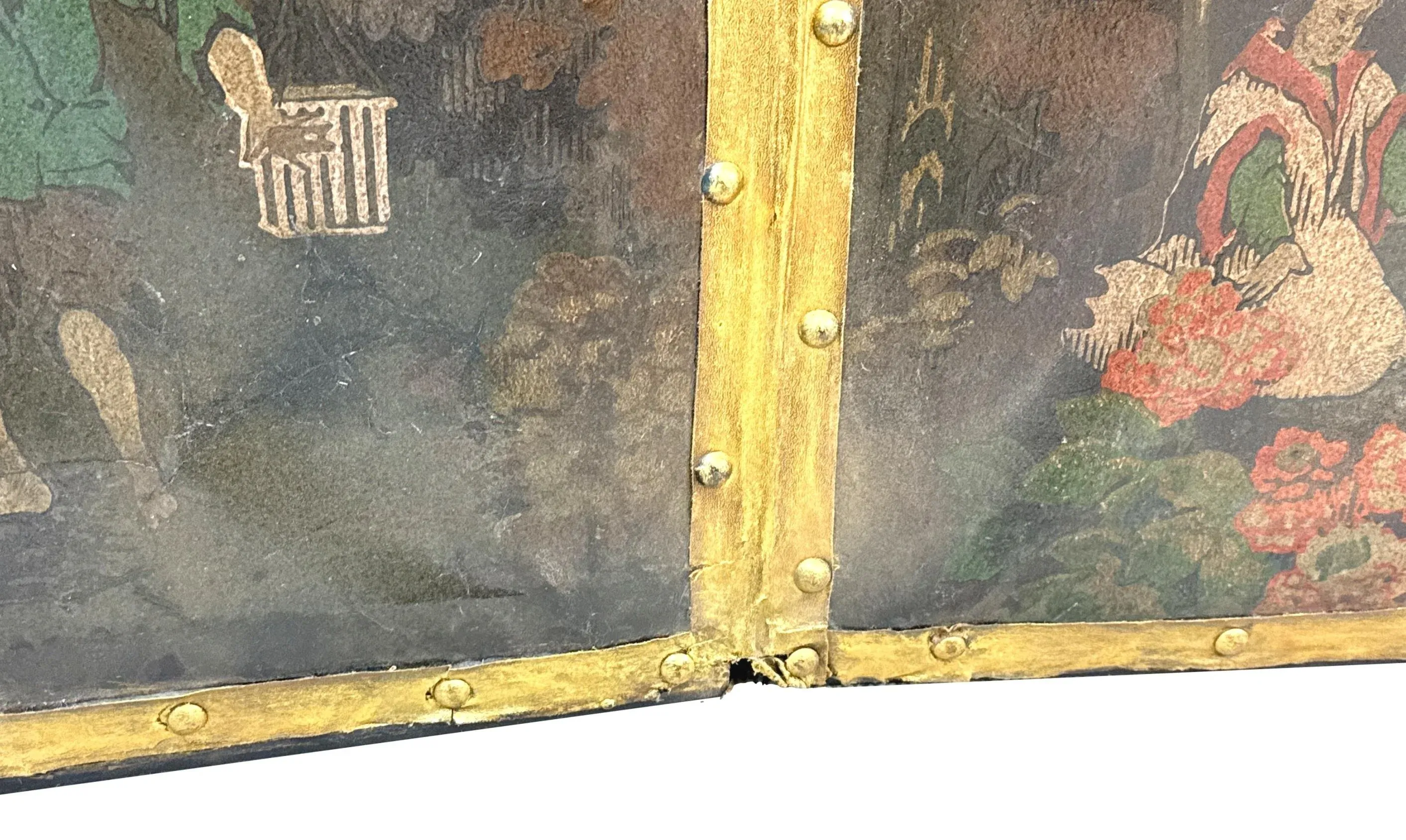 19th Century Chinoiserie Leather Screen, 1890