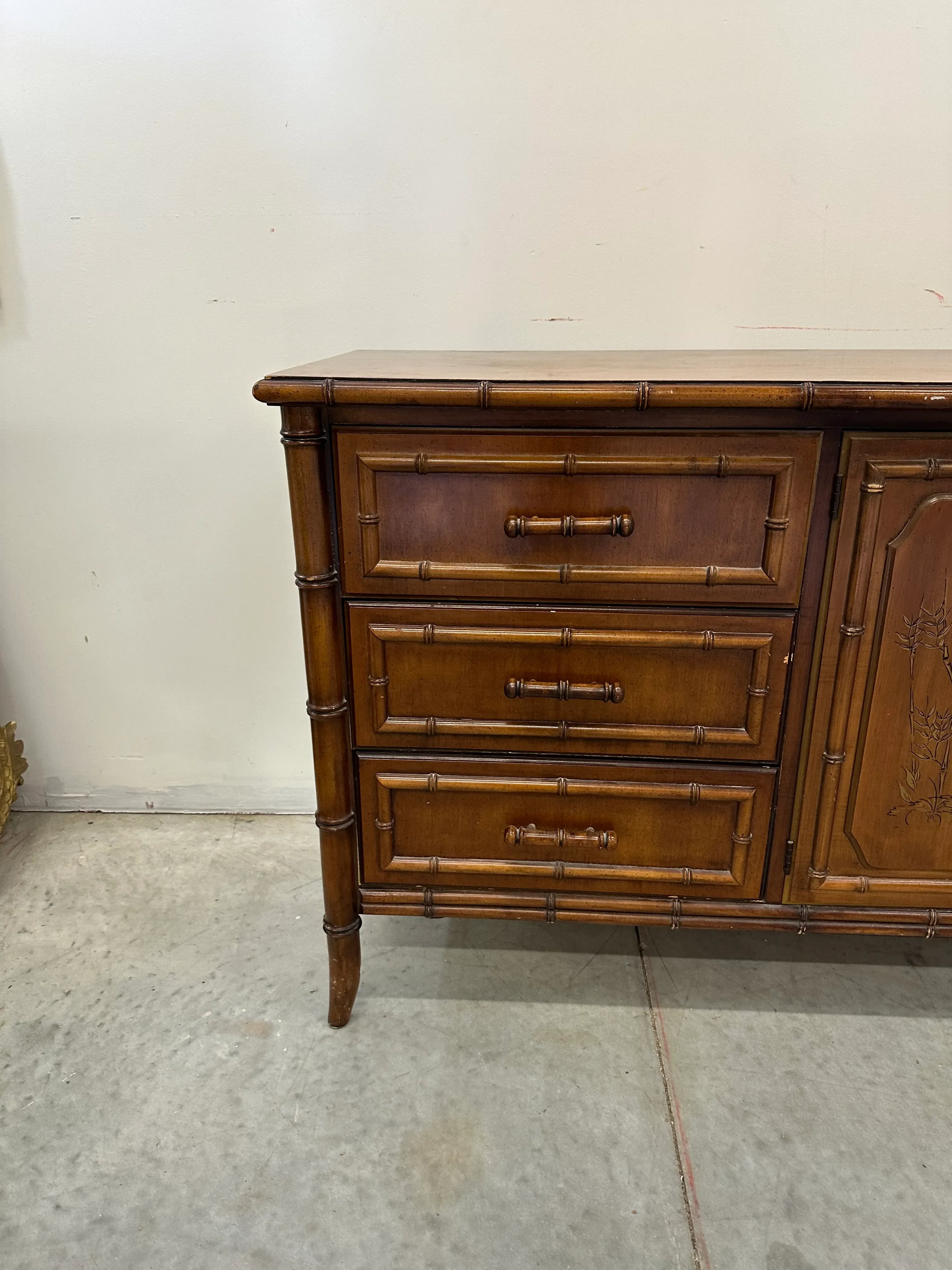 1950s Vintage Dixie Aloha Faux Bamboo Triple Dresser | Chairish, image size:3024x4032