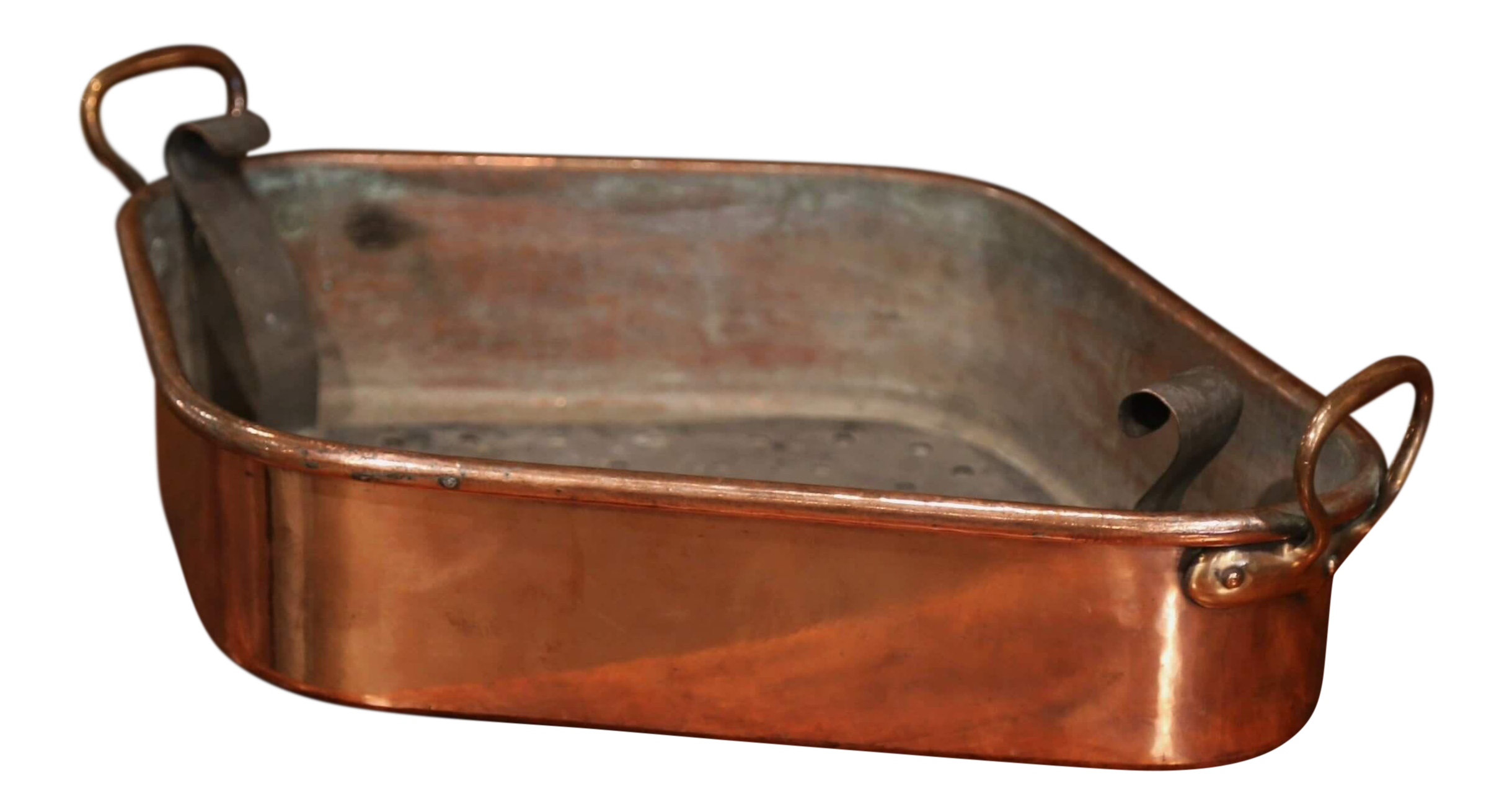 19th Century French Polished Copper Poissonniere Fish Kettle With Liner