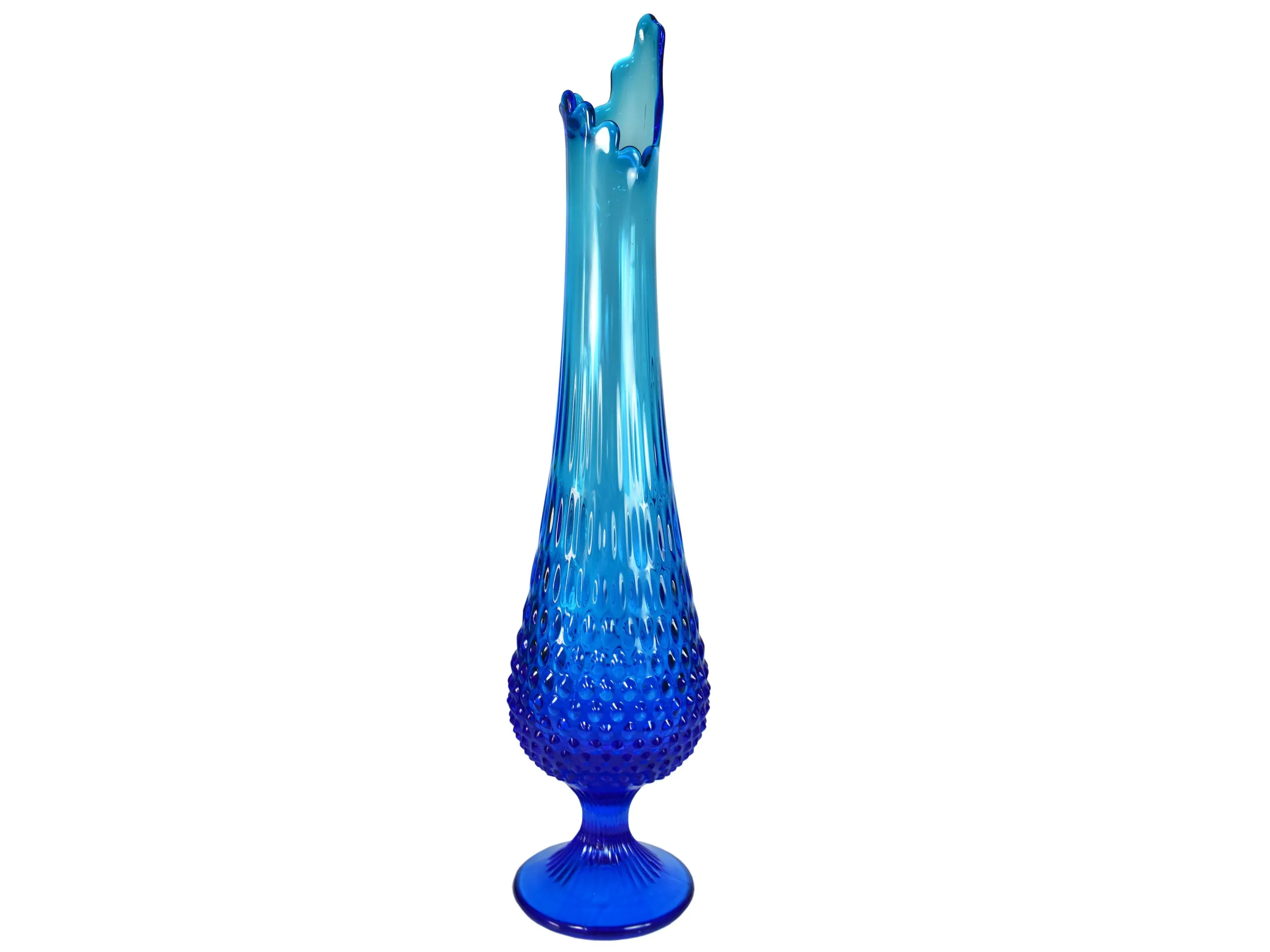 '50~'60 フェントン Fenton Blue Hobnail 美品 VINTAGE FENTON BLUE OPALESCENT HOBNAIL GLASS VASE Ruffle Rim