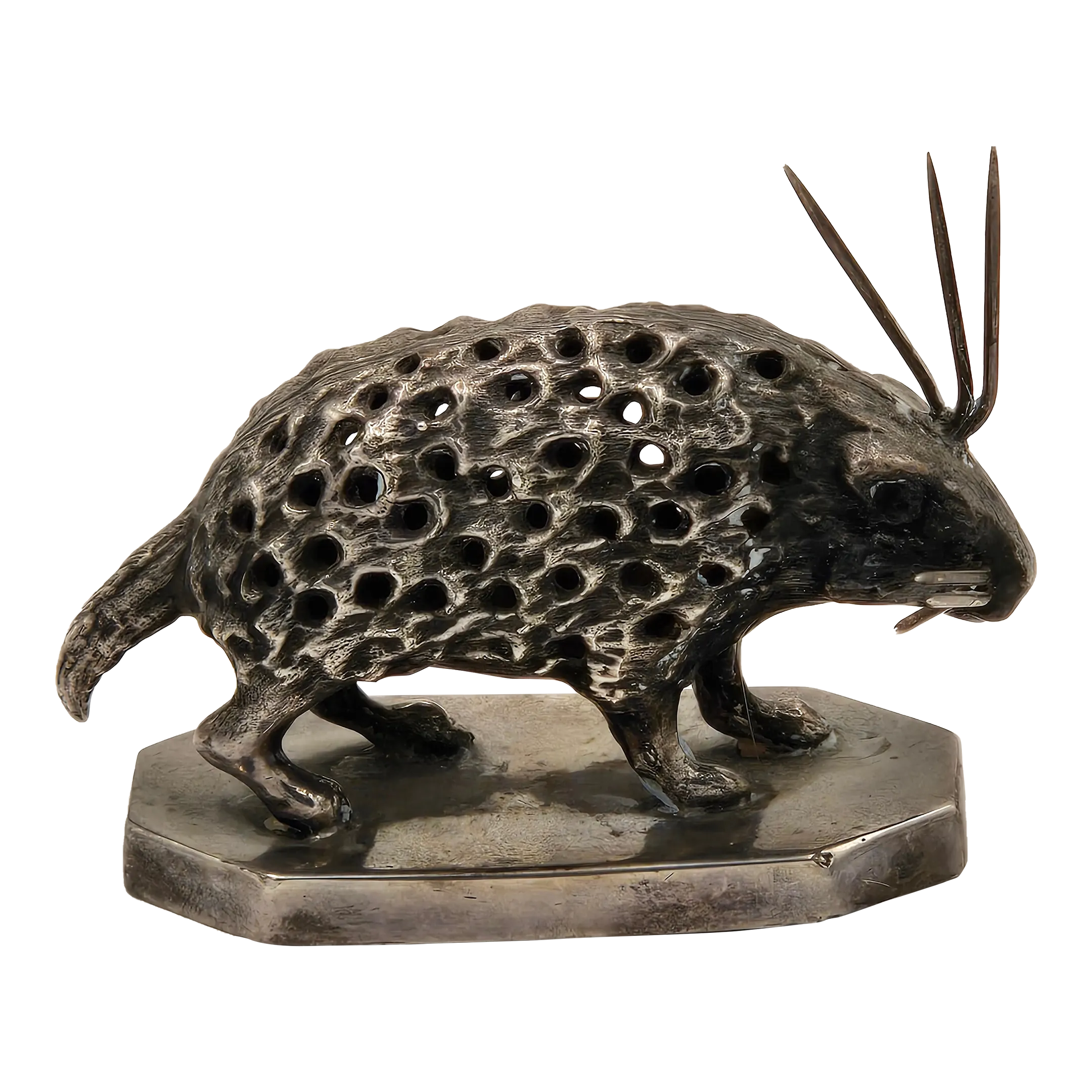 Antique 1860's Silver-Plated Porcupine Toothpick Holder