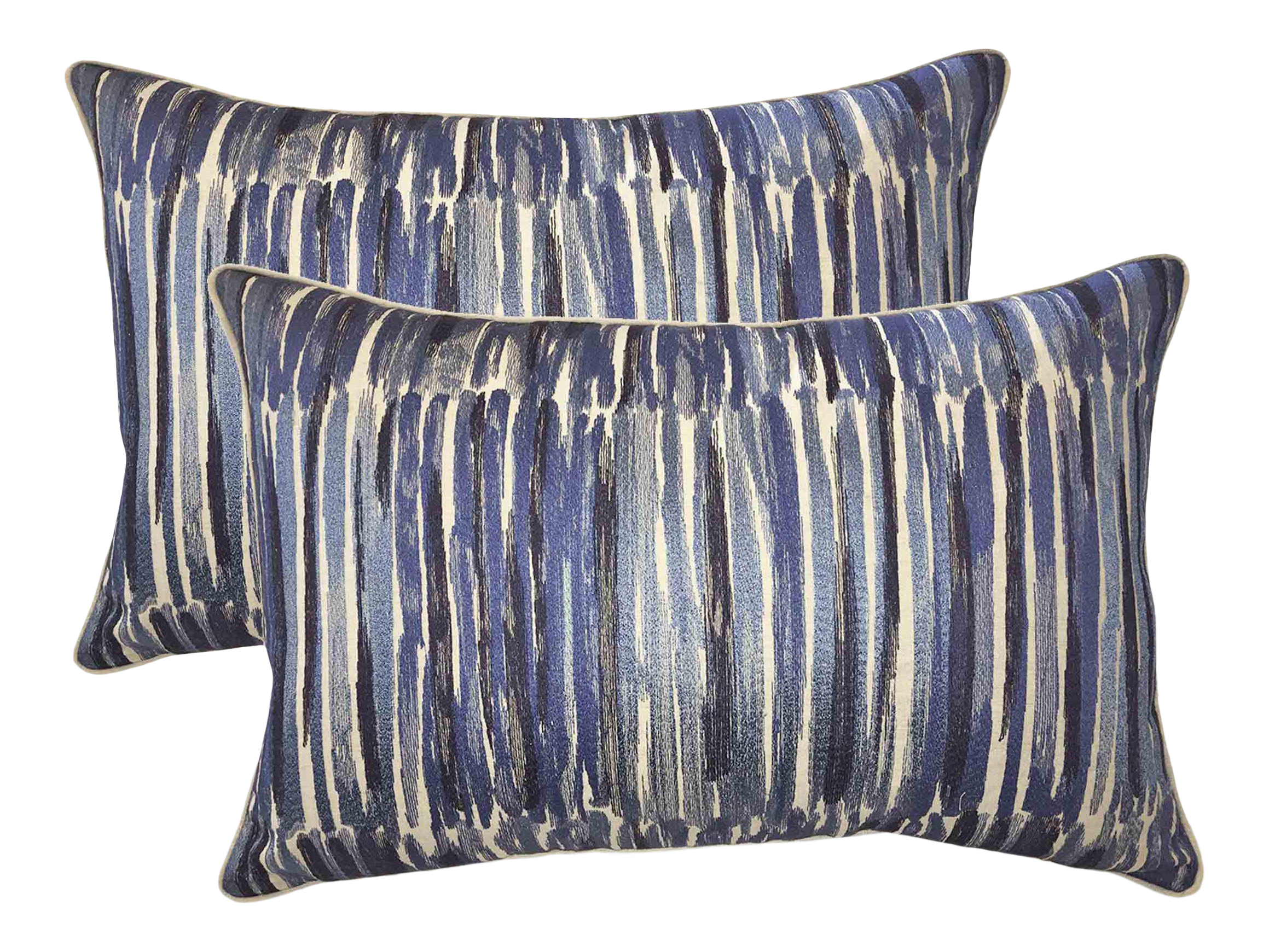 Donghia Down Feather Embroidered Designer Bolster Pillows A Pair