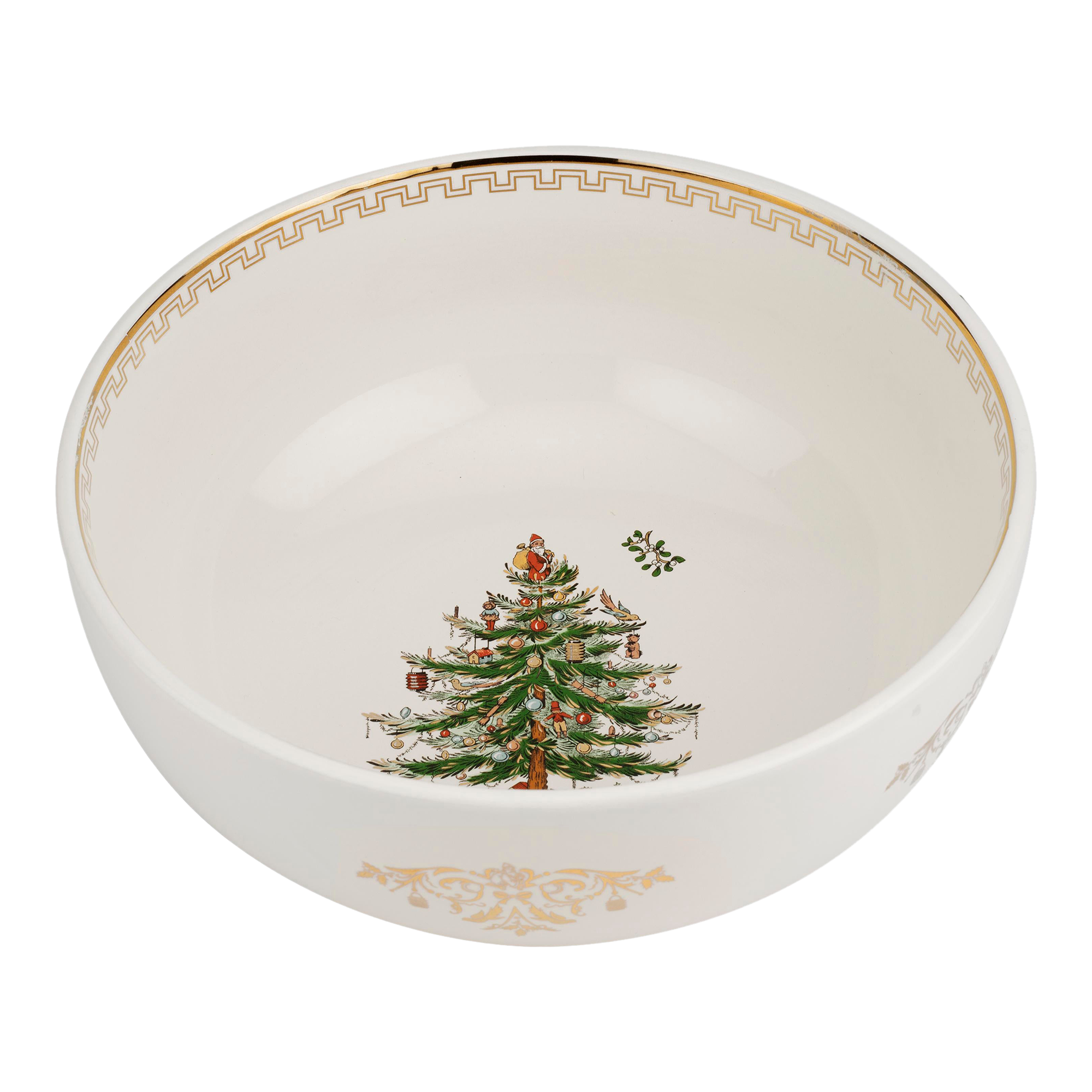 Spode Christmas Tree Gold Salad Bowl 10" Chairish
