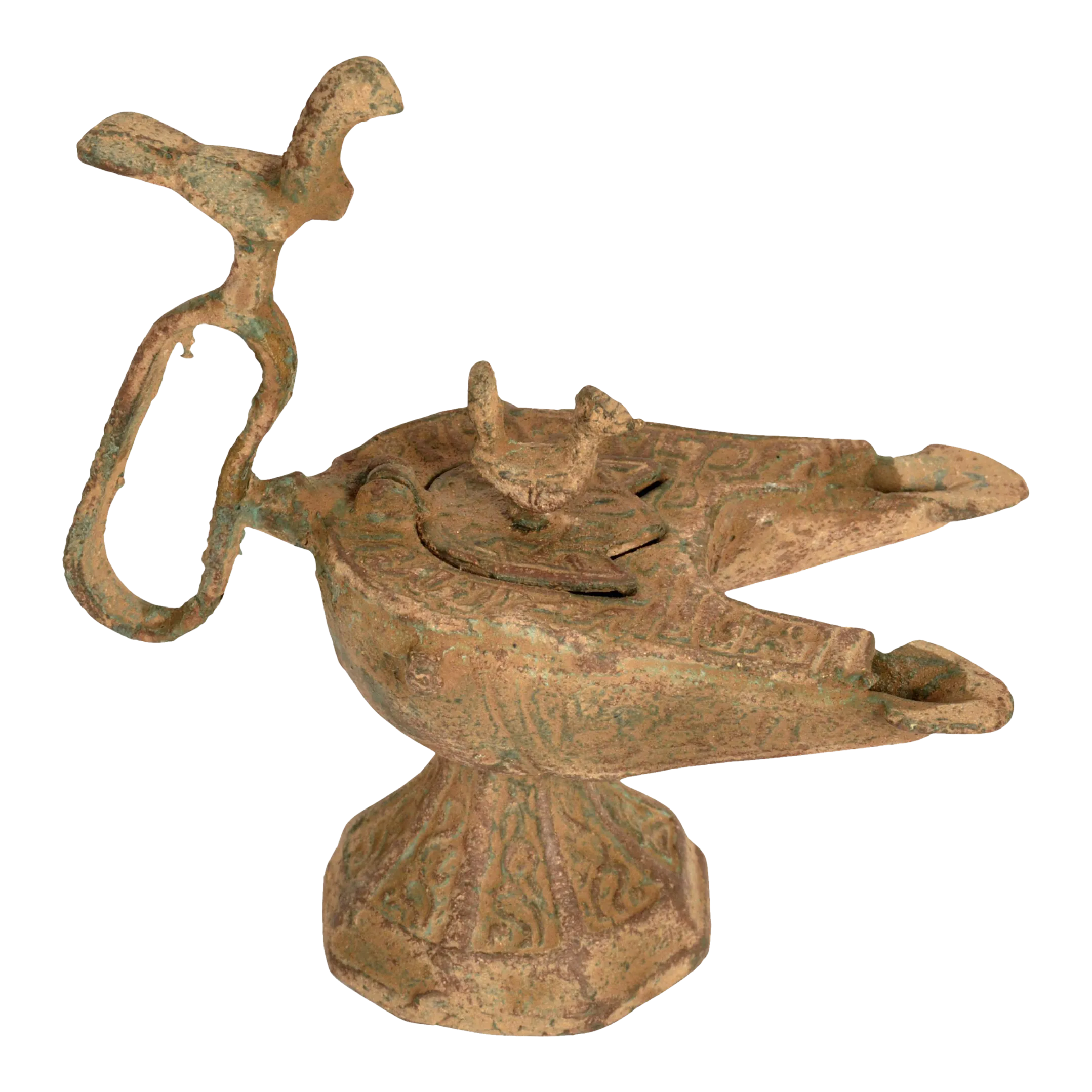 Ancient Persian Khurasan Islamic Engraved Calligraphy Bronze Oil