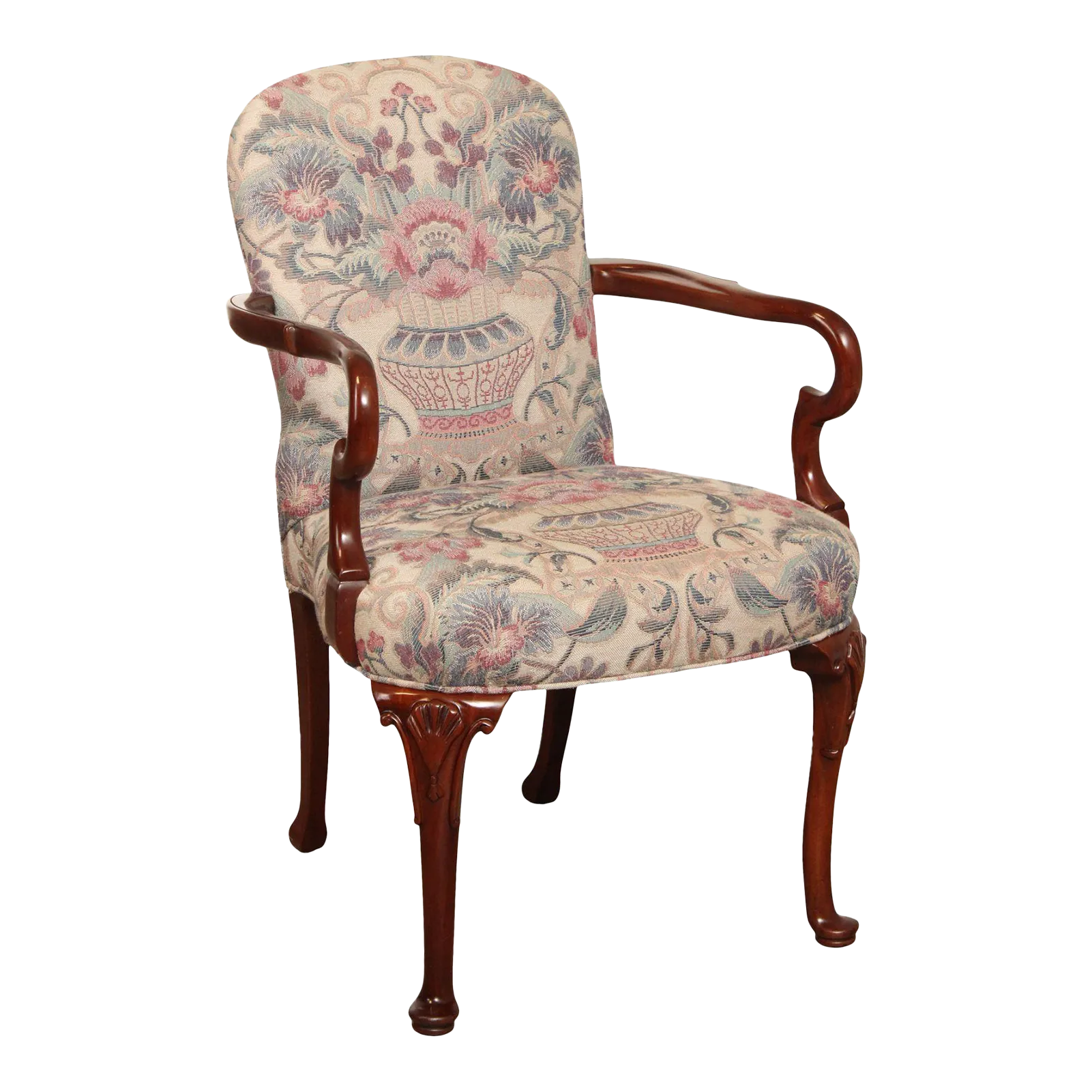 Southwood Queen Anne Style Mahogany Shepard's Crook Arm Chair Chairish