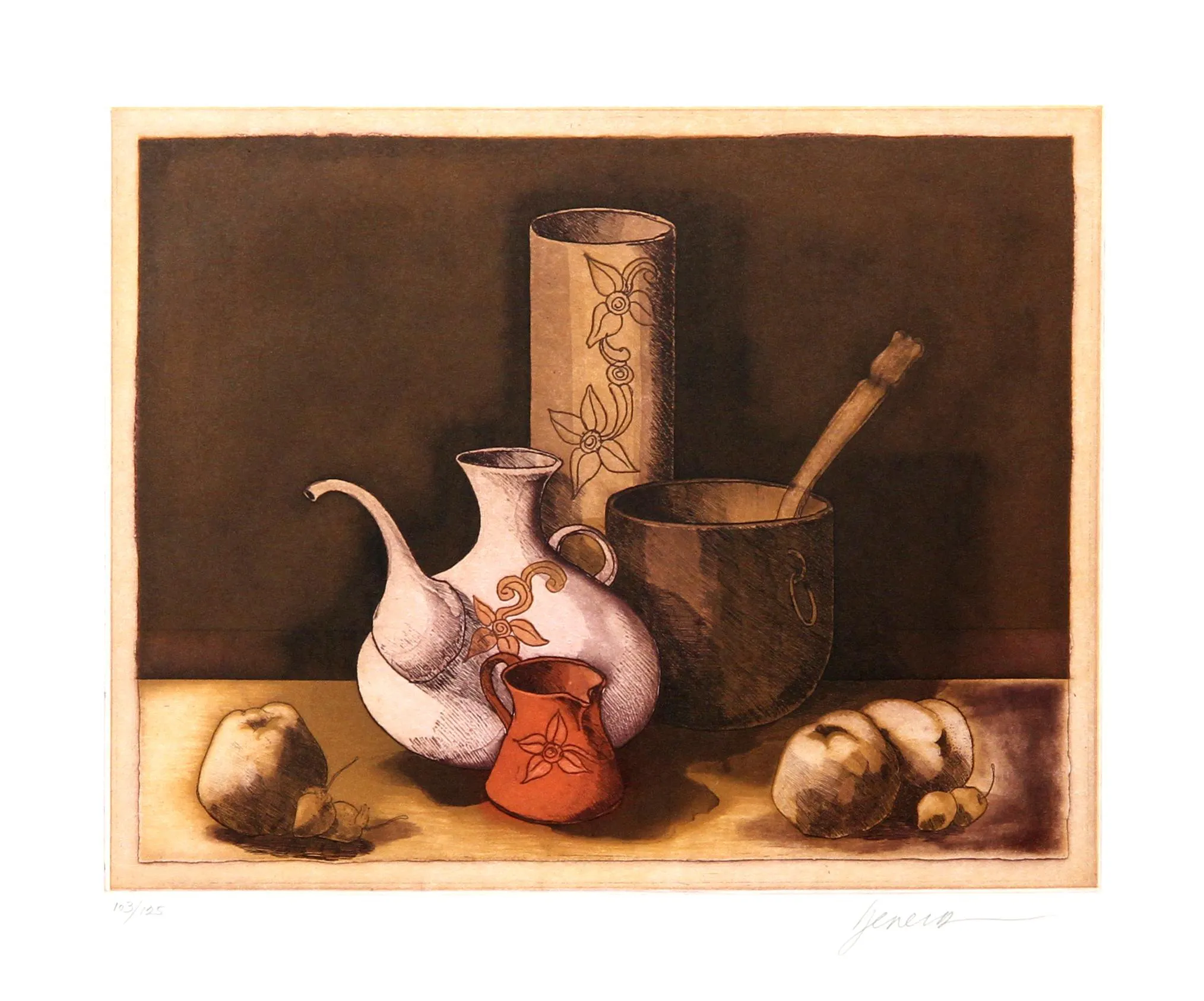 Miguel Herrera, Still Life With Paintbrush, Etching and Aquatint