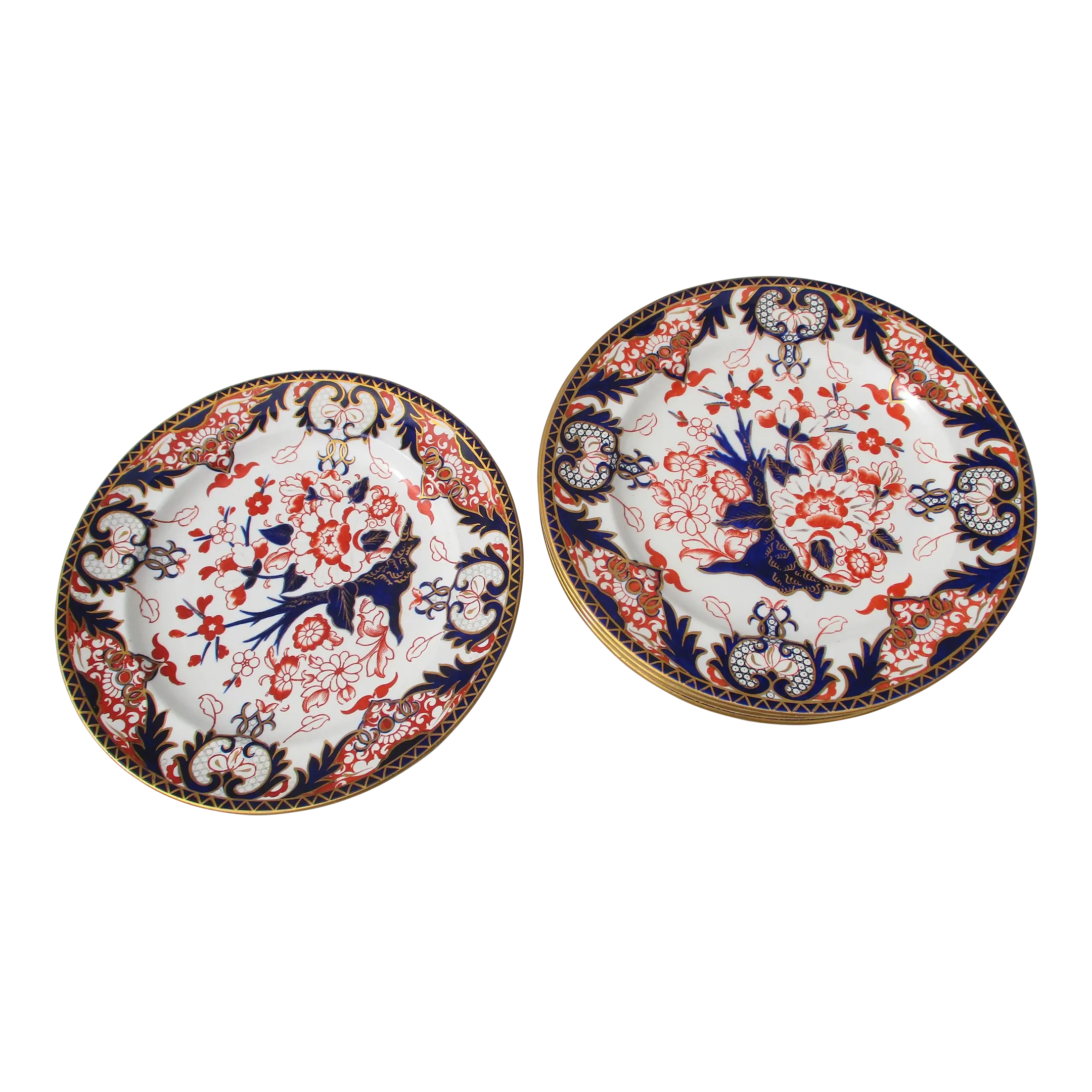 Vintage 20s Royal Crown Derby Porcelain Dinner Plates - Set of 5